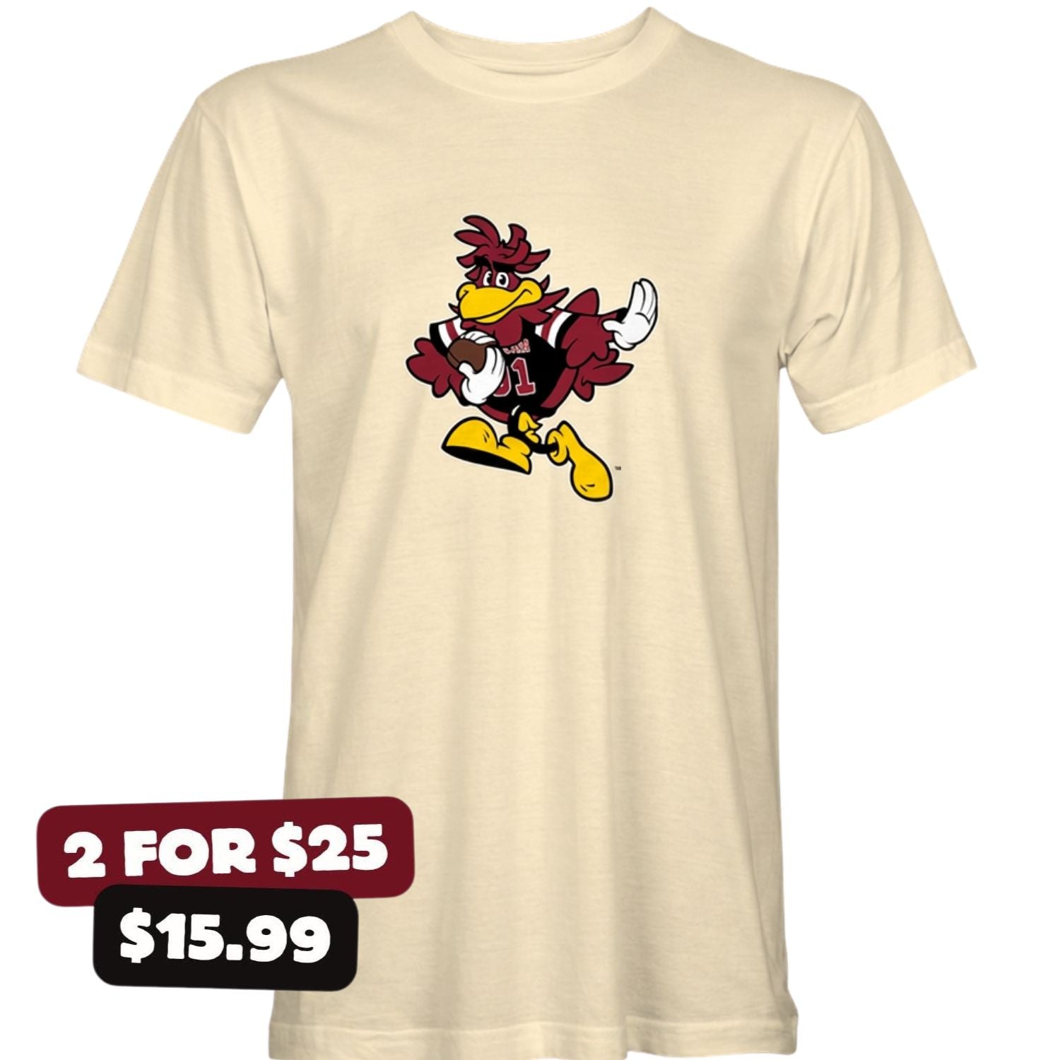SOUTH CAROLINA GAMECOCKS CREAM FOOTBALL COCKY TEE