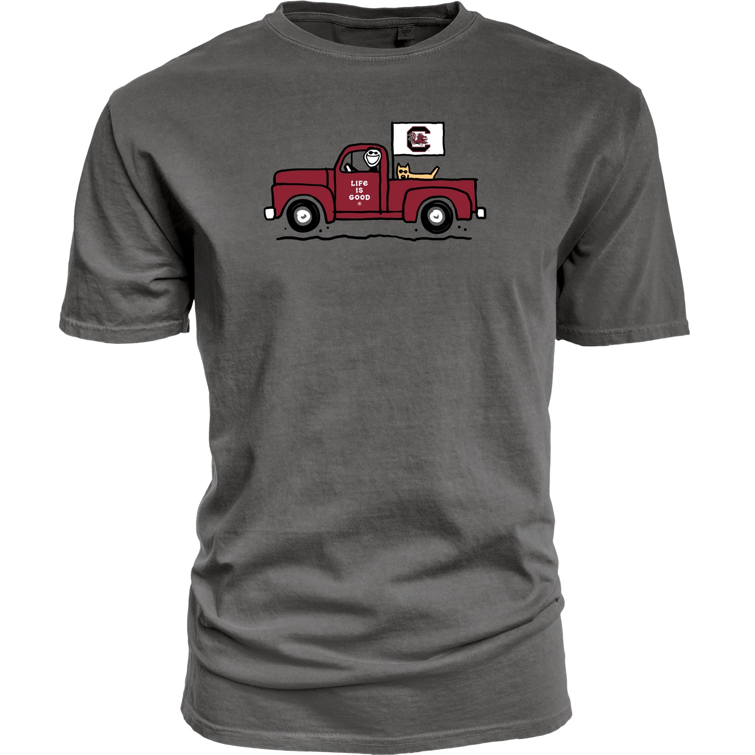 GARNET CAROLINA GAMECOCKS LIFE IS GOOD JAKE DOG T-SHIRT