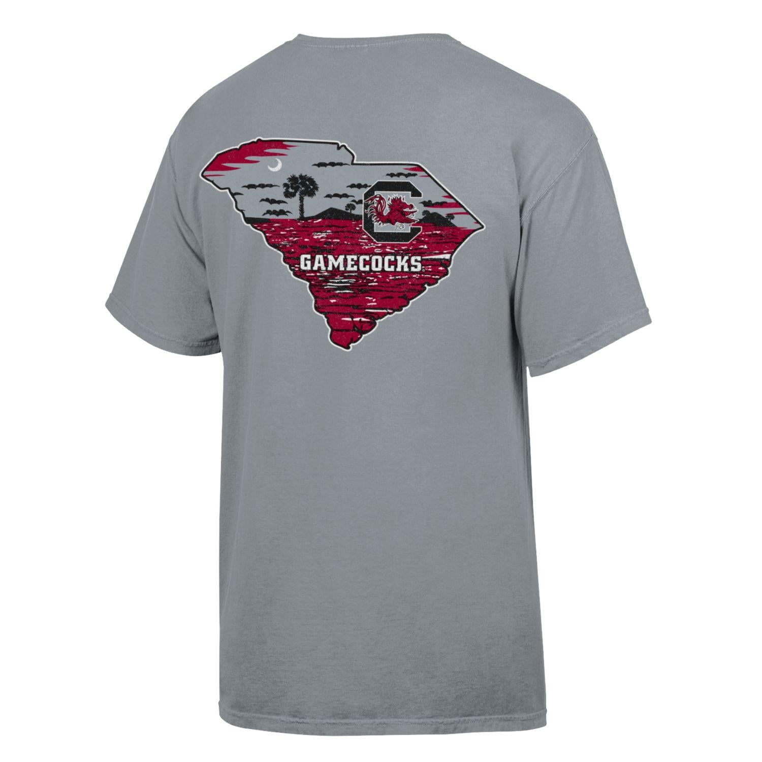GRAY SOUTH CAROLINA STATE WITH BLOCK C COMFORT WASH TEE
