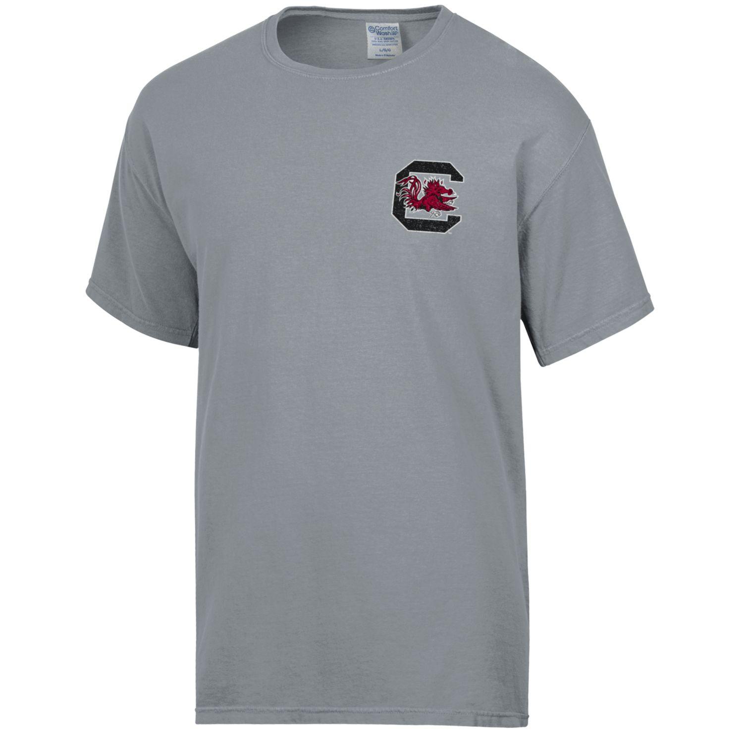 GRAY SOUTH CAROLINA STATE WITH BLOCK C COMFORT WASH TEE