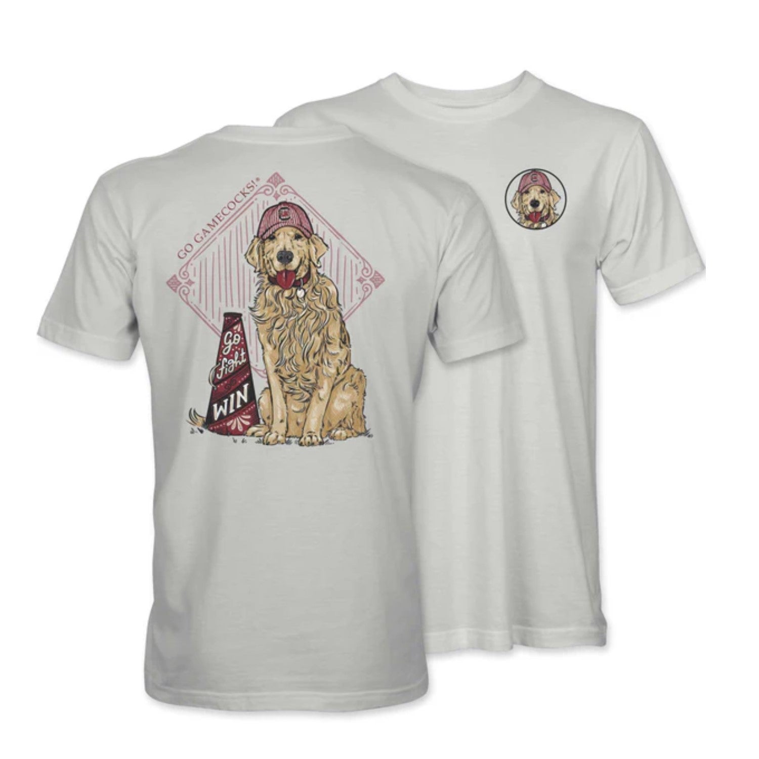 SOUTH CAROLINA GAMECOCKS WHITE GOLDEN RETRIEVER TEE