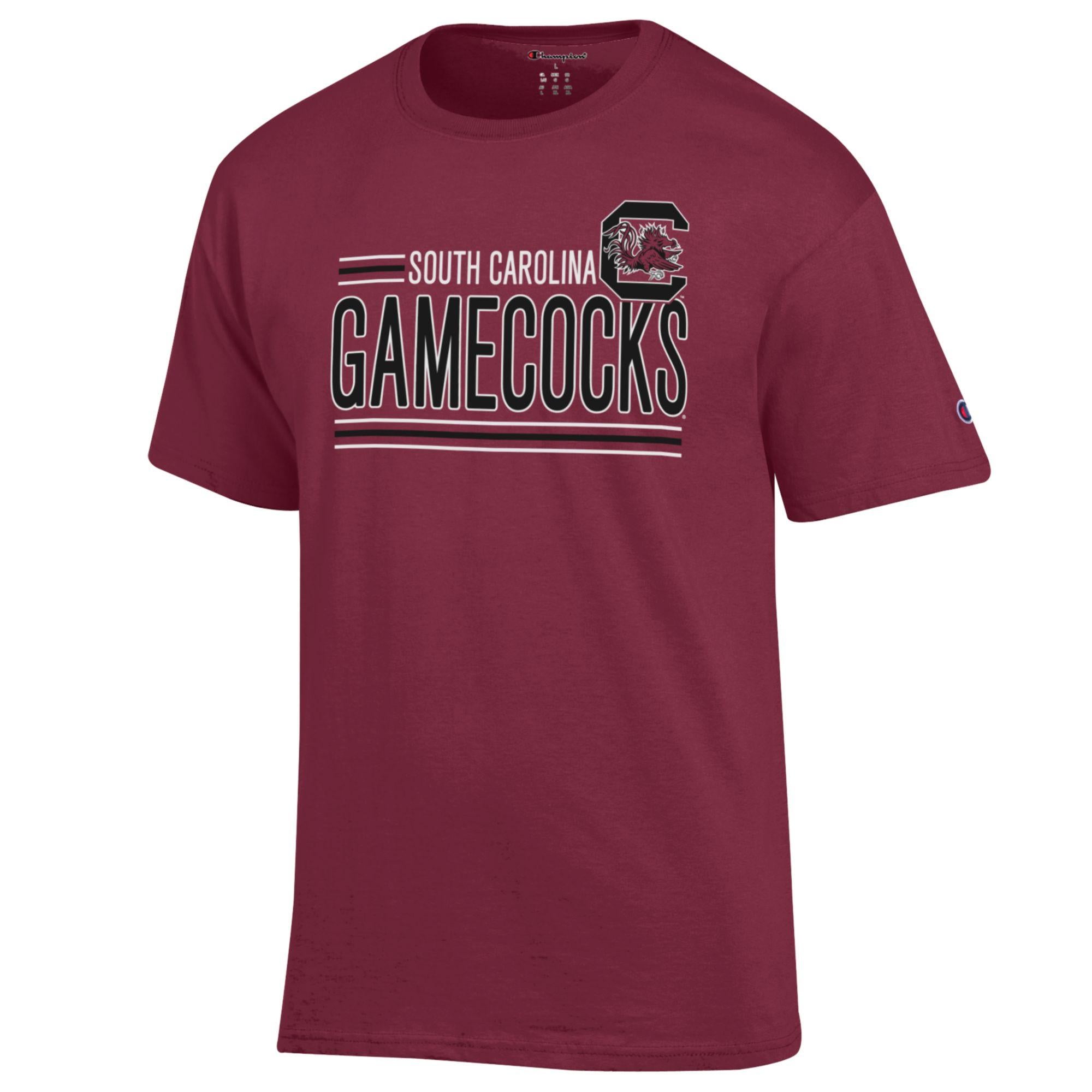 SOUTH CAROLINA GAMECOCKS GARNET STRIPES WITH BLOCK C TEE
