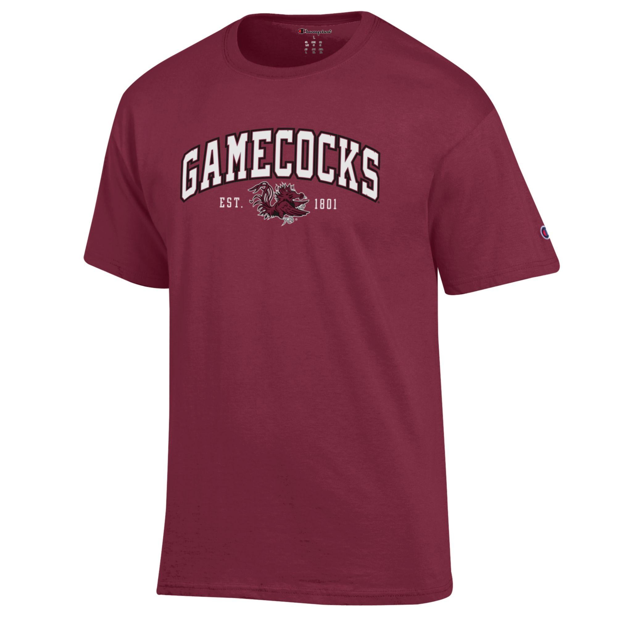 SOUTH CAROLINA GAMECOCKS GARNET ARCH GAMECOCKS EST. 1801 TEE