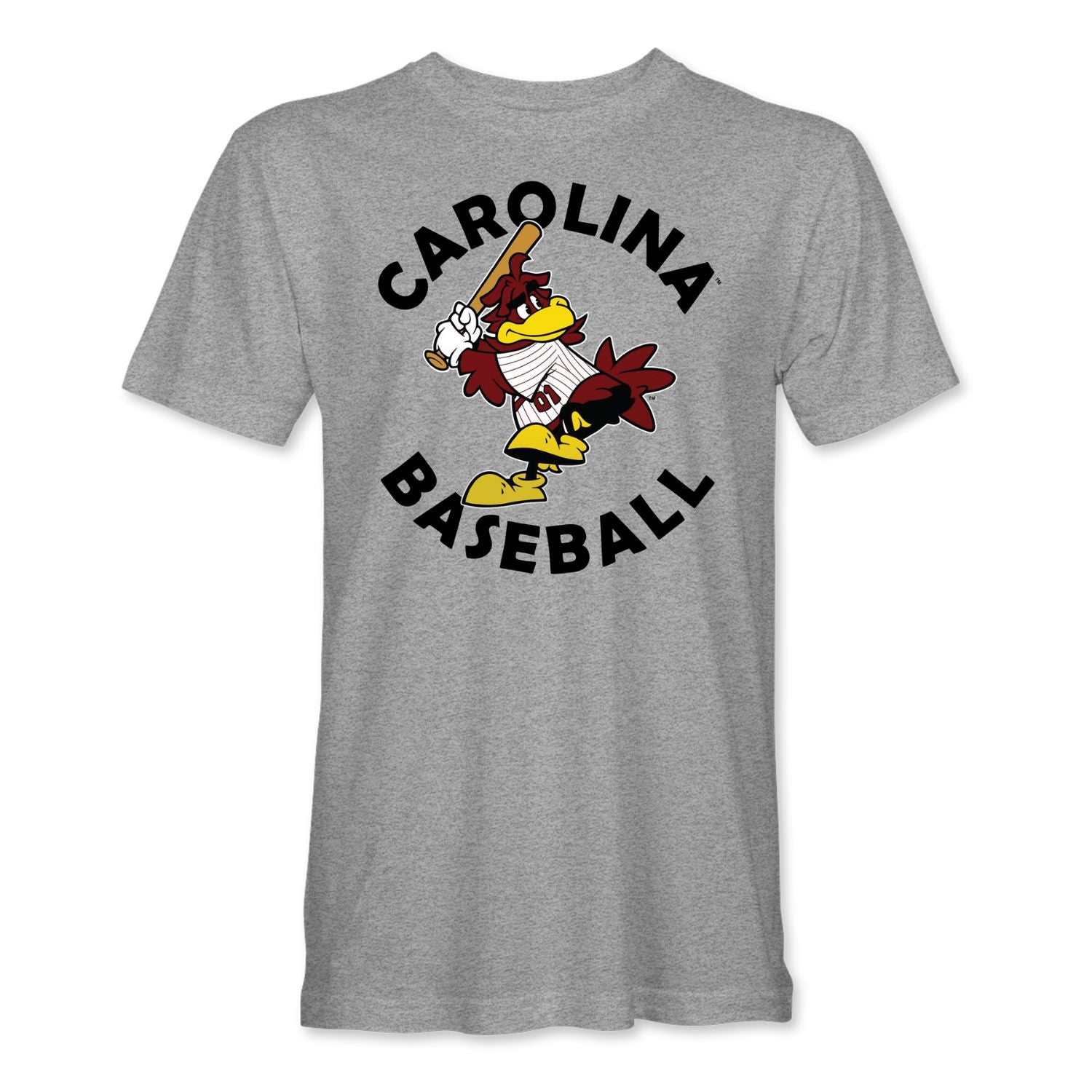 SOUTH CAROLINA GAMECOCKS GRAY COCKY BASEBALL TEE
