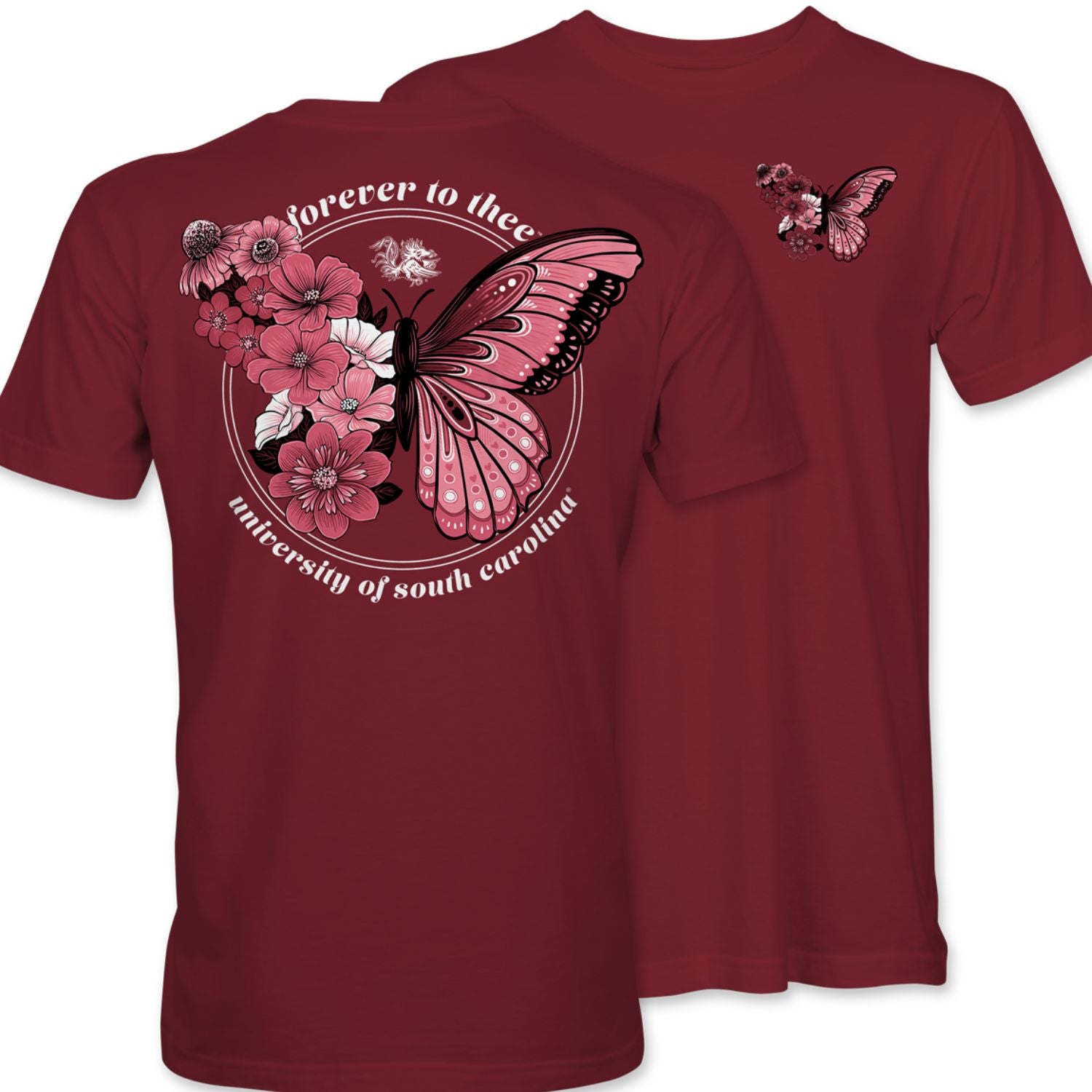 SOUTH CAROLINA GAMECOCKS GARNET BUTTERFLY TEE