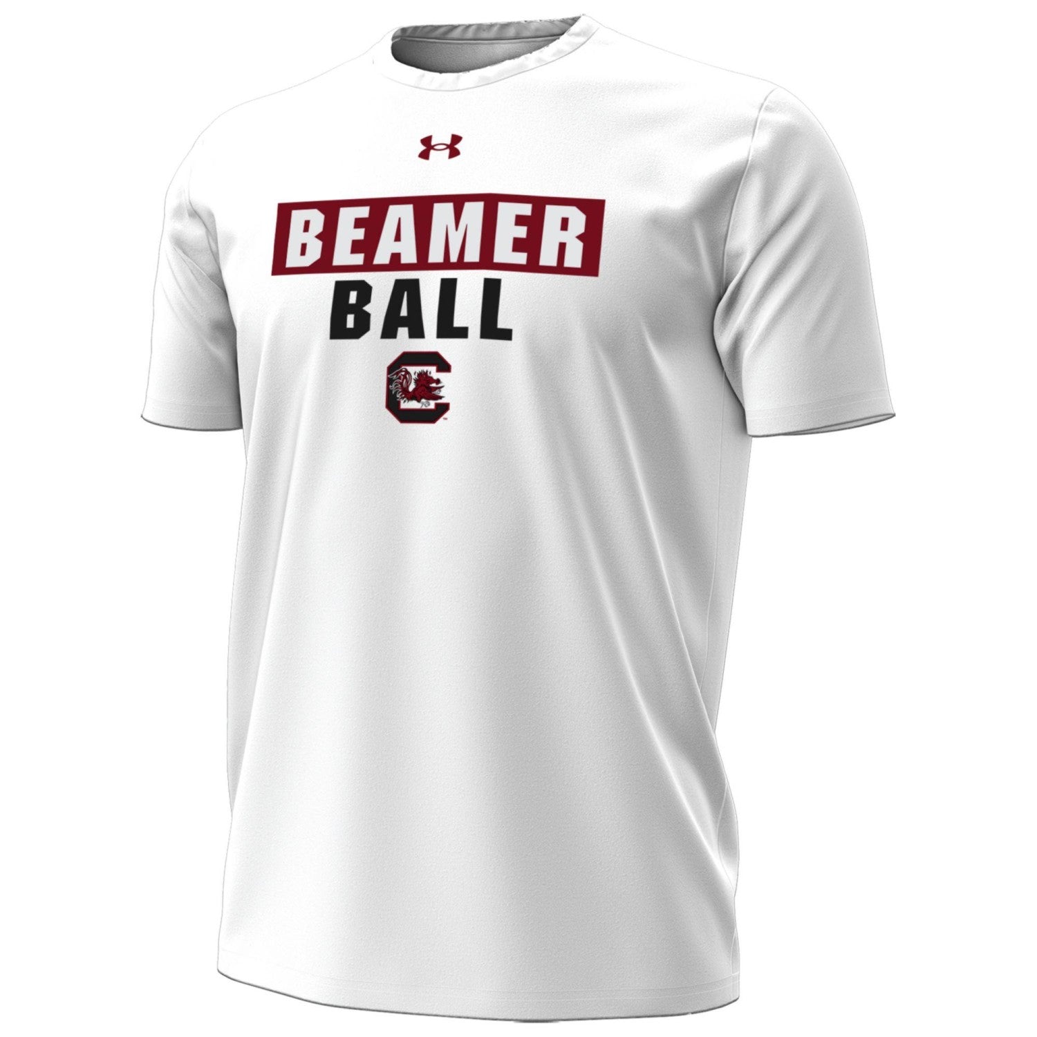 SOUTH CAROLINA GAMECOCKS WHITE BEAMER BALL UA TEE
