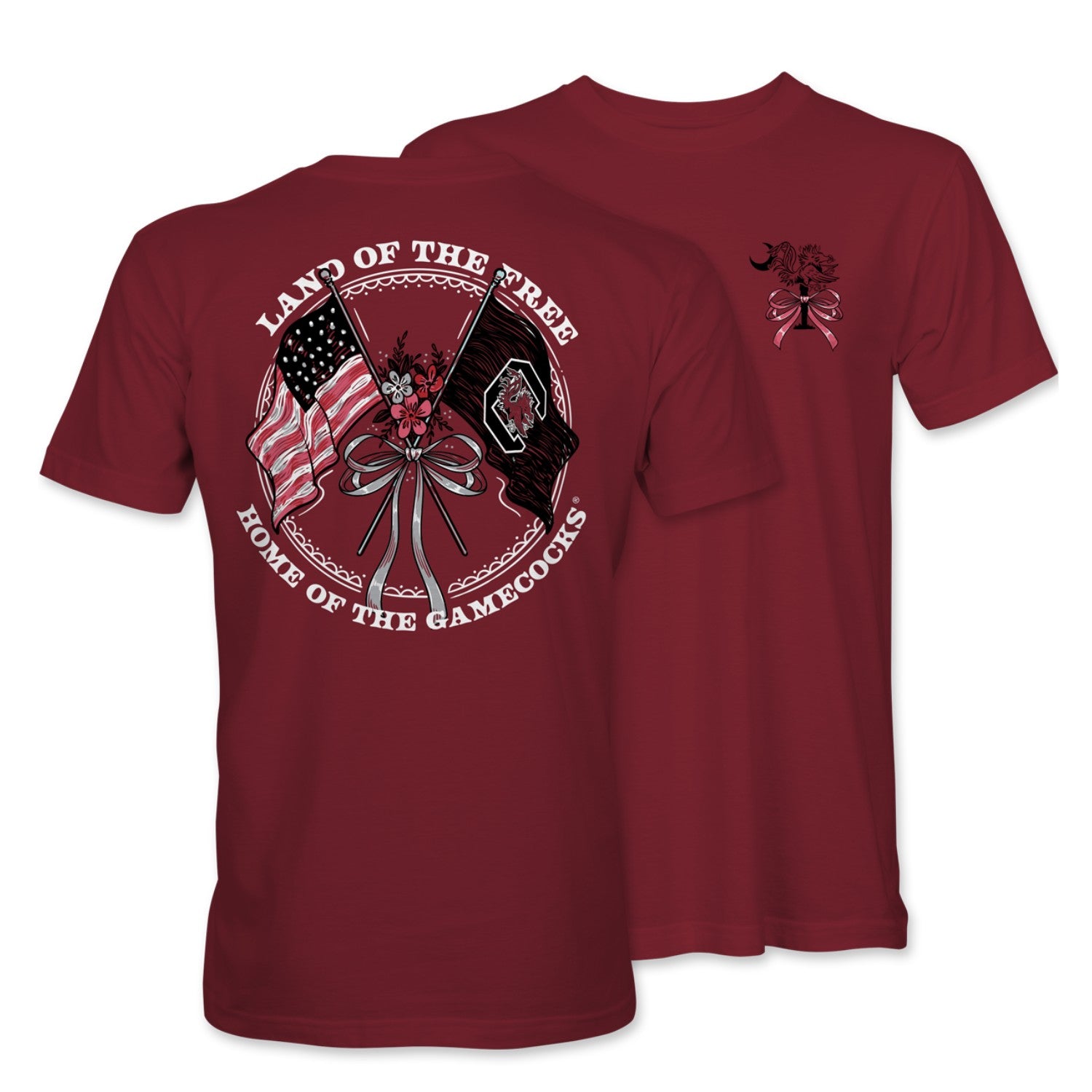 SOUTH CAROLINA GAMECOCKS GARNET PATRIOTIC BOW TEE