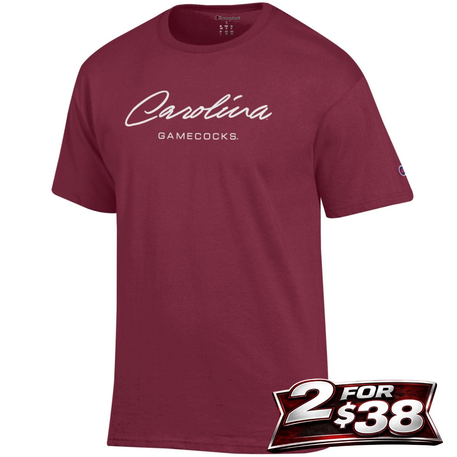 SOUTH CAROLINA GAMECOCKS GARNET CURSIVE CAROLINA TEE