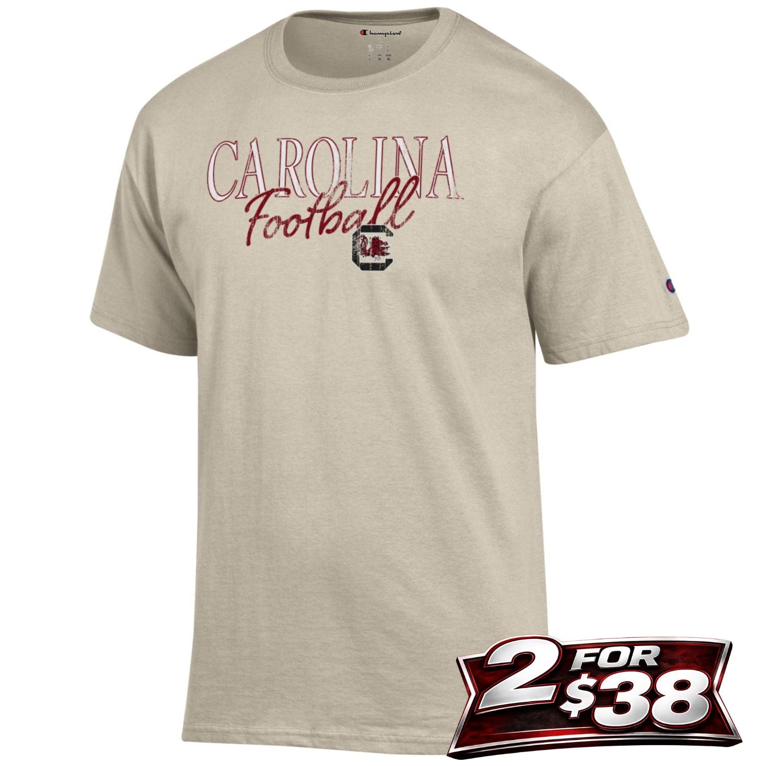 SOUTH CAROLINA GAMECOCKS OATMEAL CAROLINA FOOTBALL TEE
