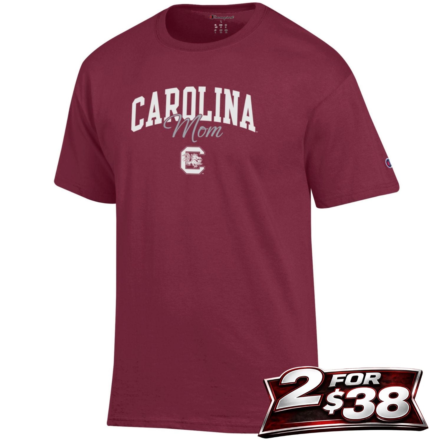 SOUTH CAROLINA GAMECOCKS GARNET CAROLINA CURSIVE MOM TEE