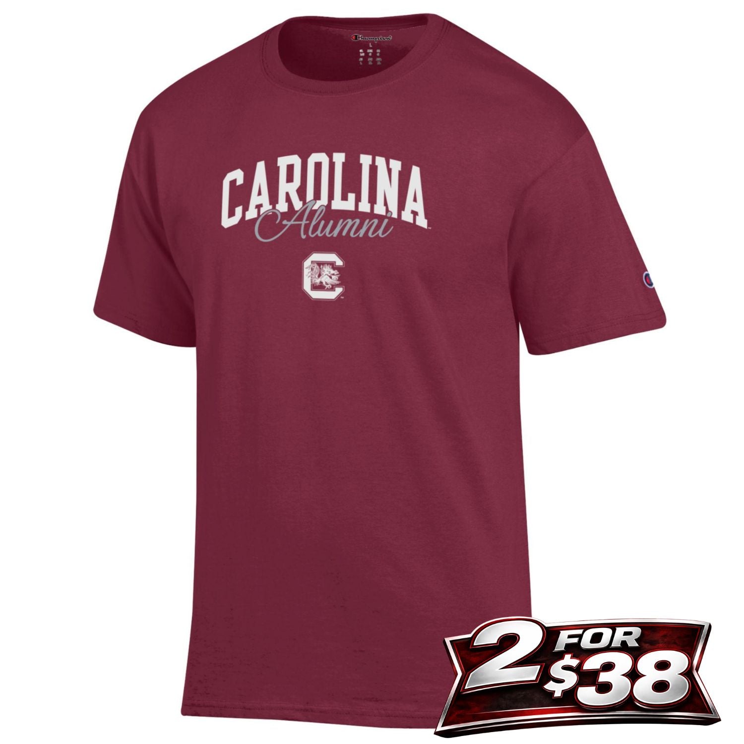 SOUTH CAROLINA GAMECOCKS GARNET CAROLINA CURSIVE ALUMNI TEE