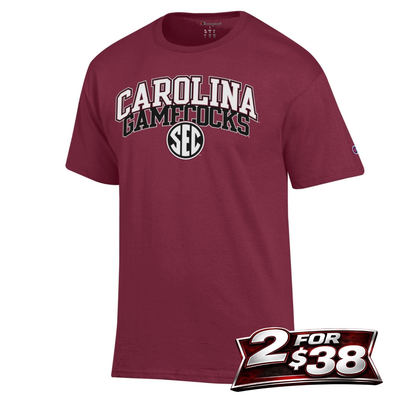 SOUTH CAROLINA GAMECOCKS GARNET ARCH CAROLINA GAMECOCKS WITH SEC LOGO TEE