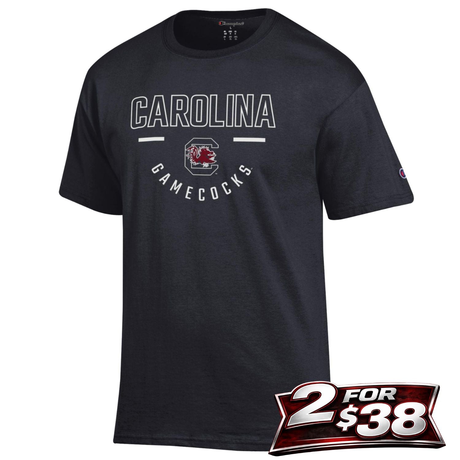 SOUTH CAROLINA GAMECOCKS BLACK CAROLINA BLOCK C GAMECOCKS TEE