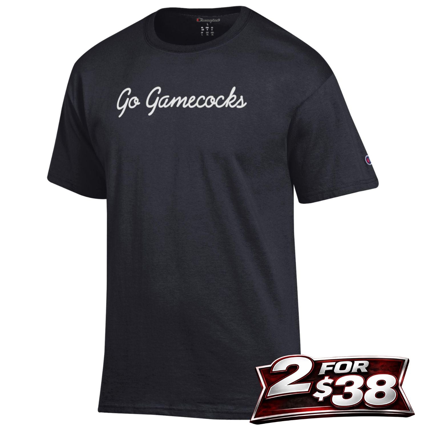 SOUTH CAROLINA GAMECOCKS BLACK CURSIVE GO GAMECOCKS TEE