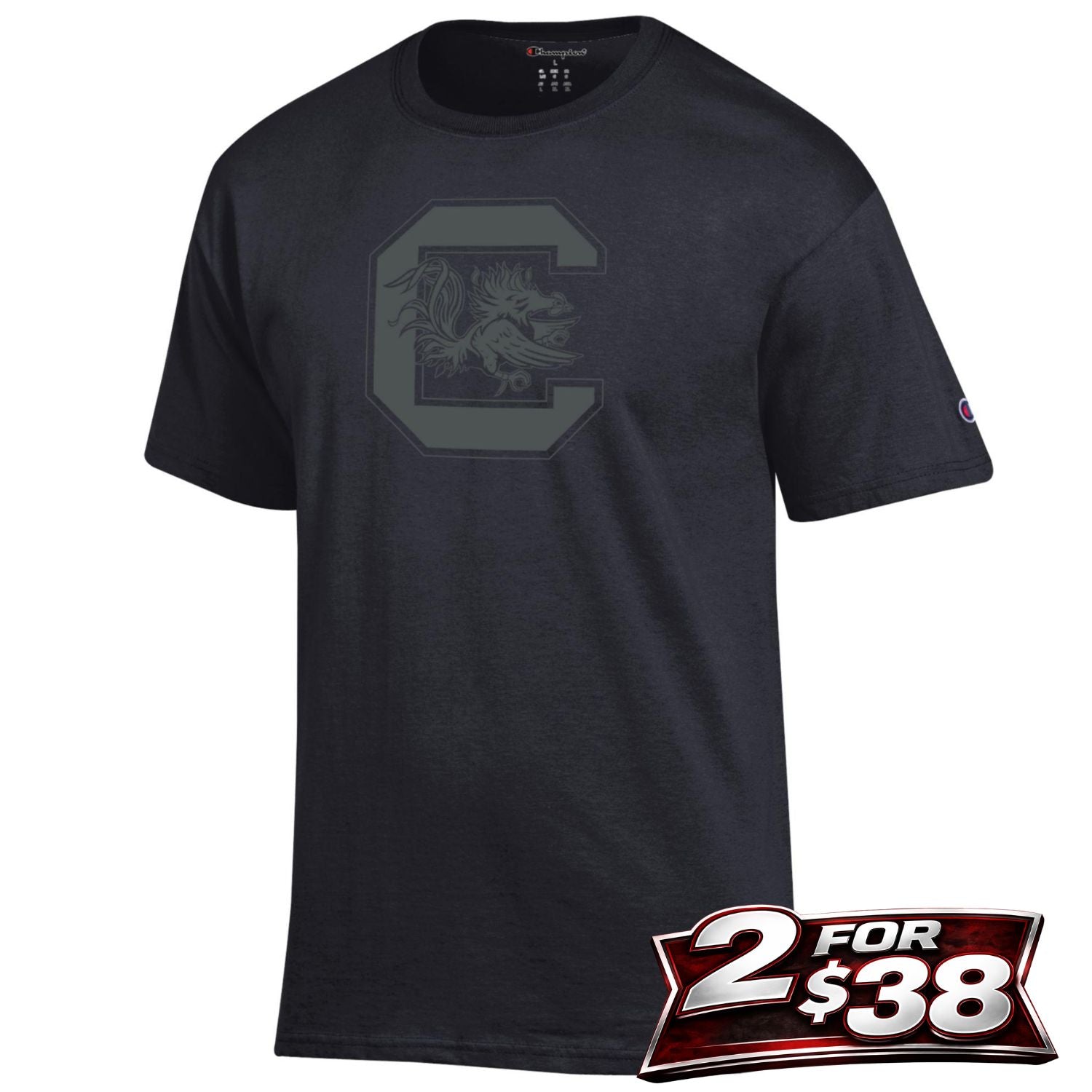 SOUTH CAROLINA GAMECOCKS BLACK BLACKOUT BLOCK C TEE