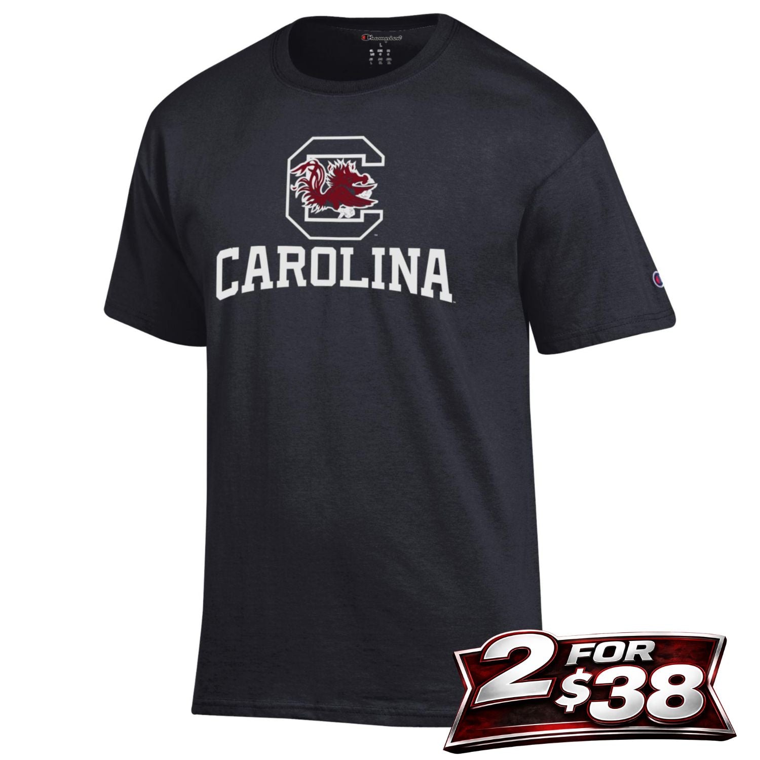 SOUTH CAROLINA GAMECOCKS BLACK BLOCK C OVER CAROLINA TEE