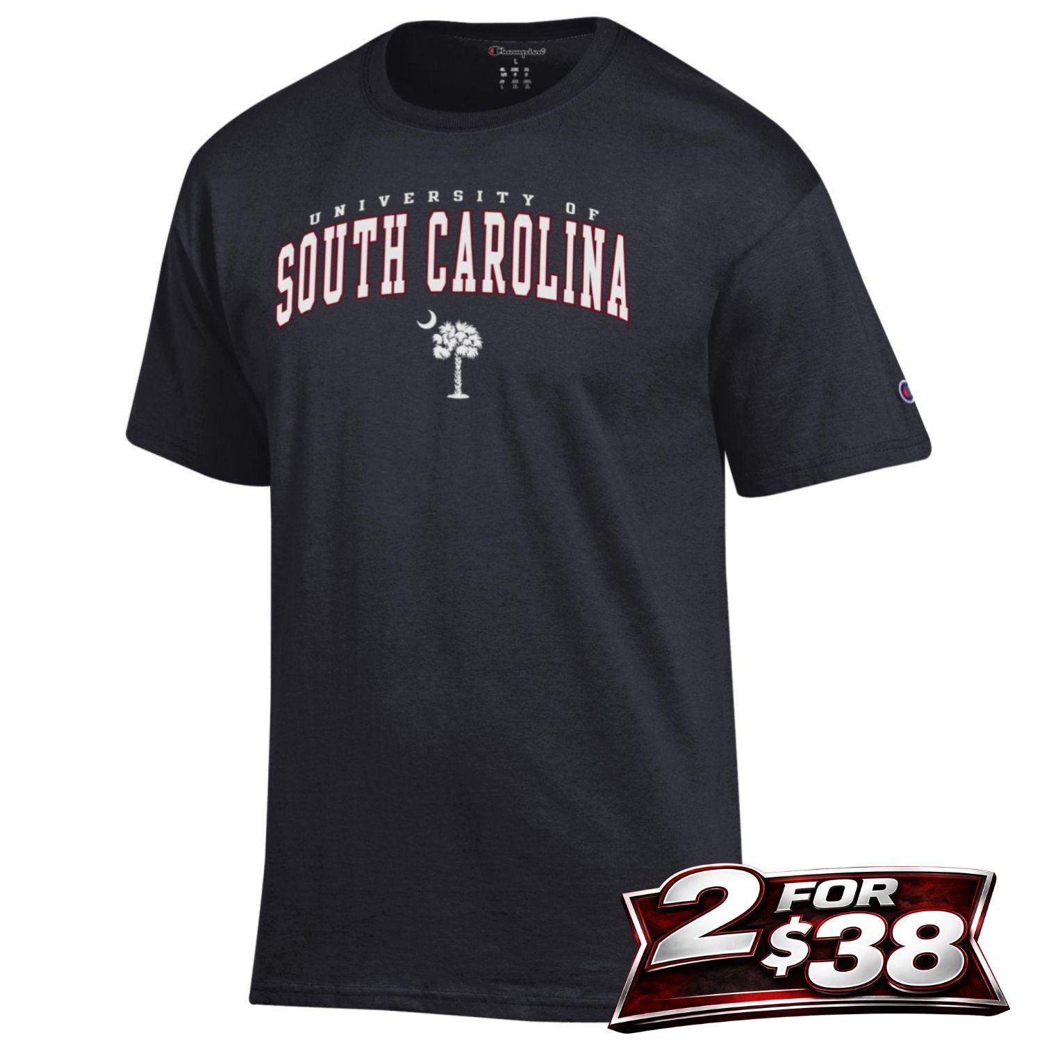 SOUTH CAROLINA GAMECOCKS BLACK SOUTH CAROLINA WITH PALM TEE