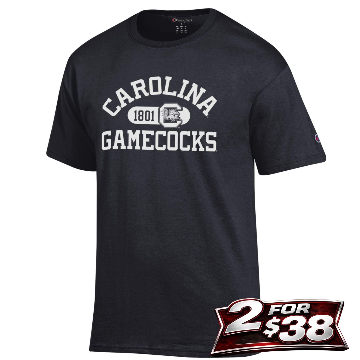 SOUTH CAROLINA GAMECOCKS BLACK CAROLINA GAMECOCKS 1801 BLOCK C TEE