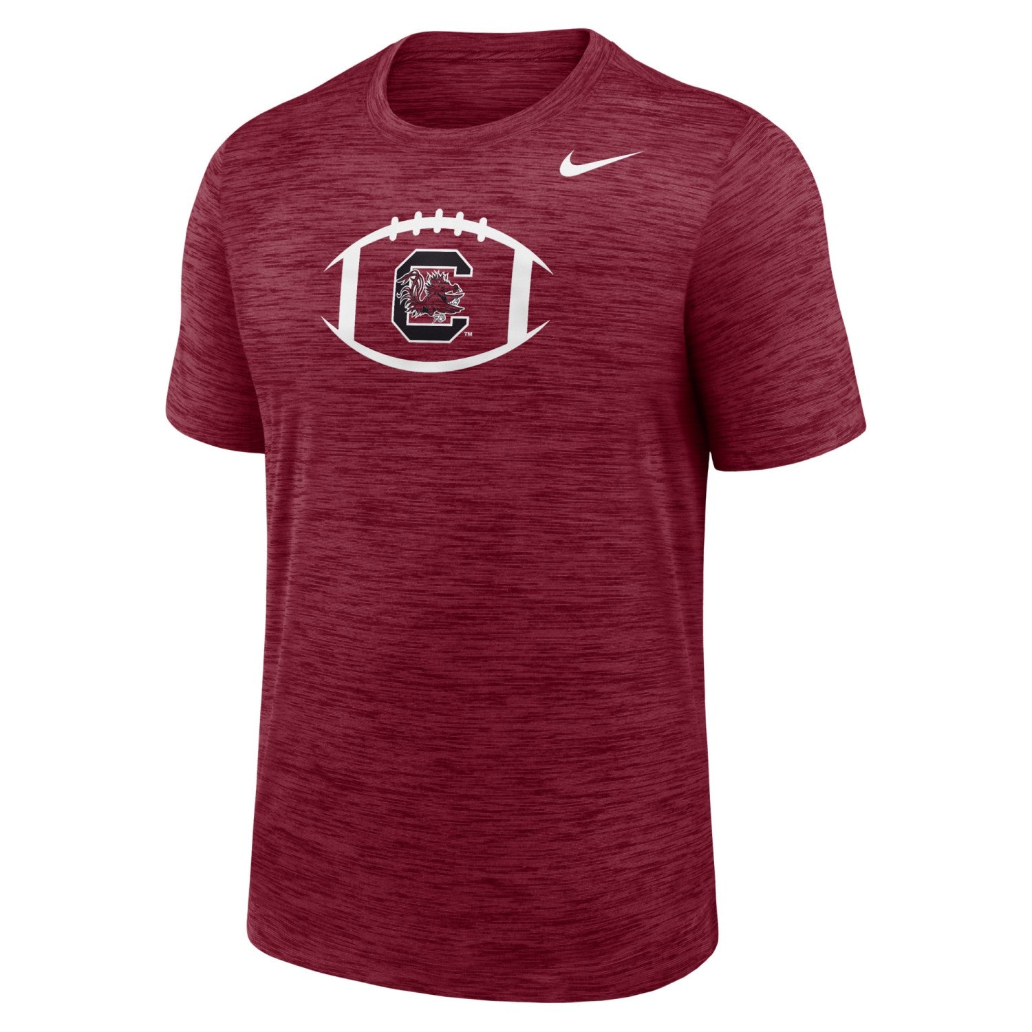 SOUTH CAROLINA GAMECOCKS GARNET BLOCK C FOOTBALL NIKE VELOCITY TEE