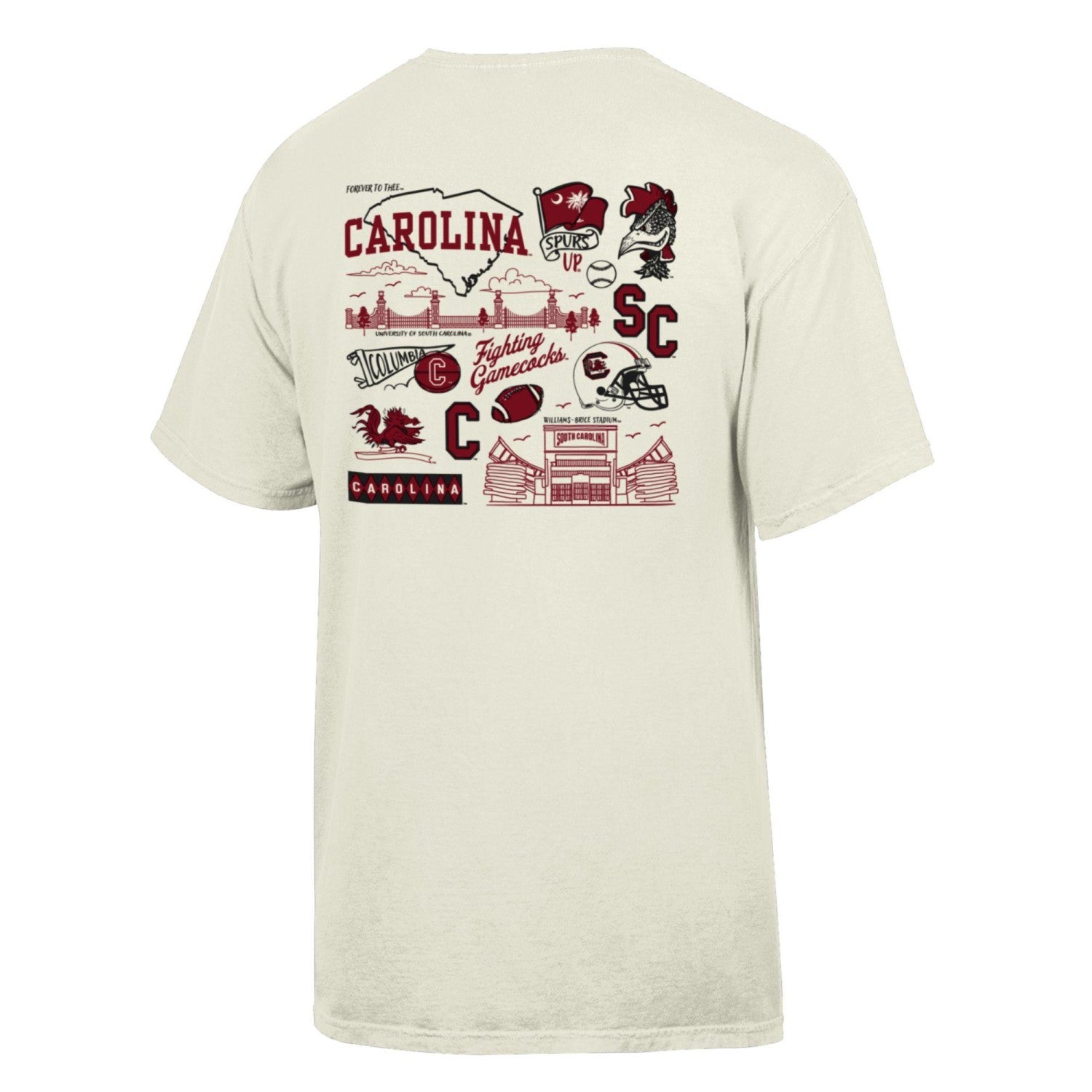 SOUTH CAROLINA GAMECOCKS IVORY MULTI LOGO COMFORT WASH TEE