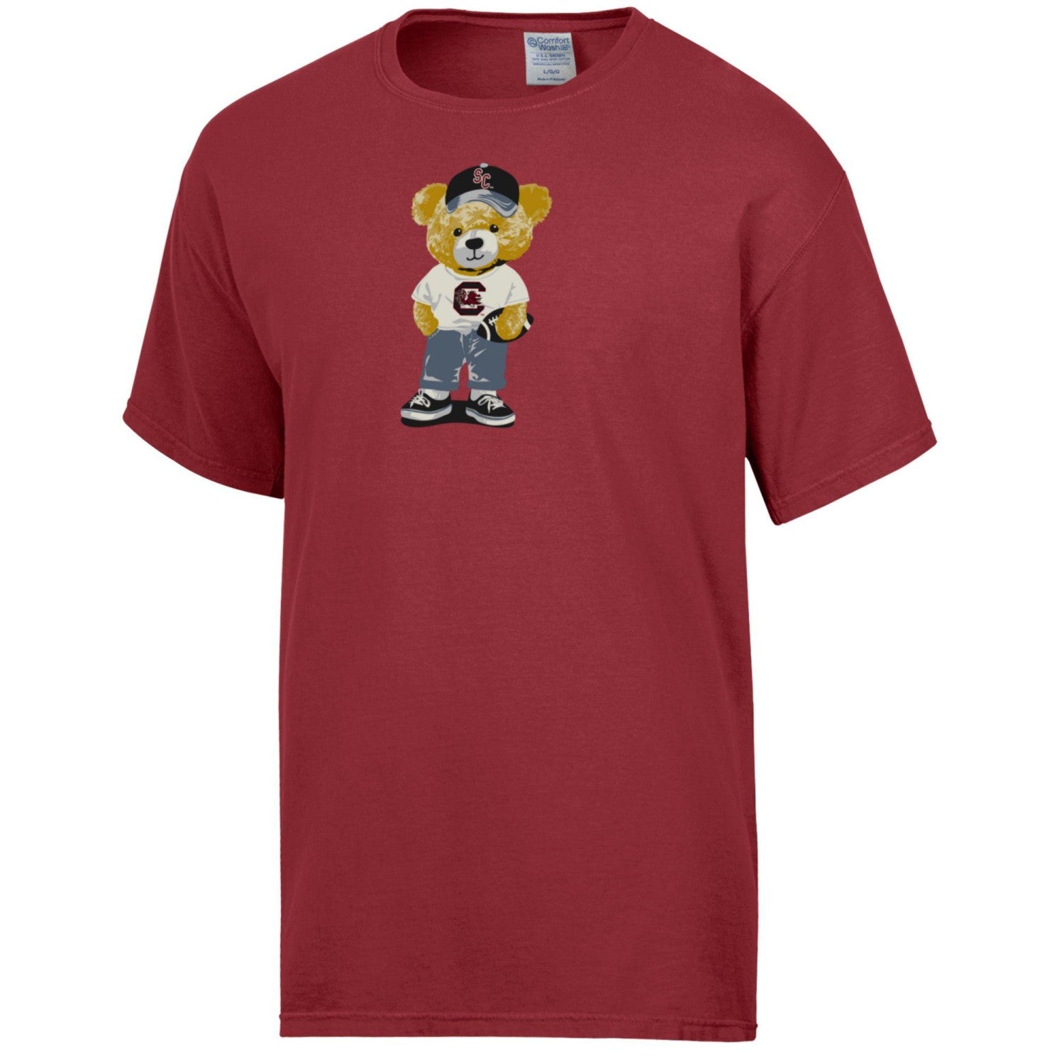 SOUTH CAROLINA GAMECOCKS GARNET FOOTBALL BEAR COMFORT WASH TEE