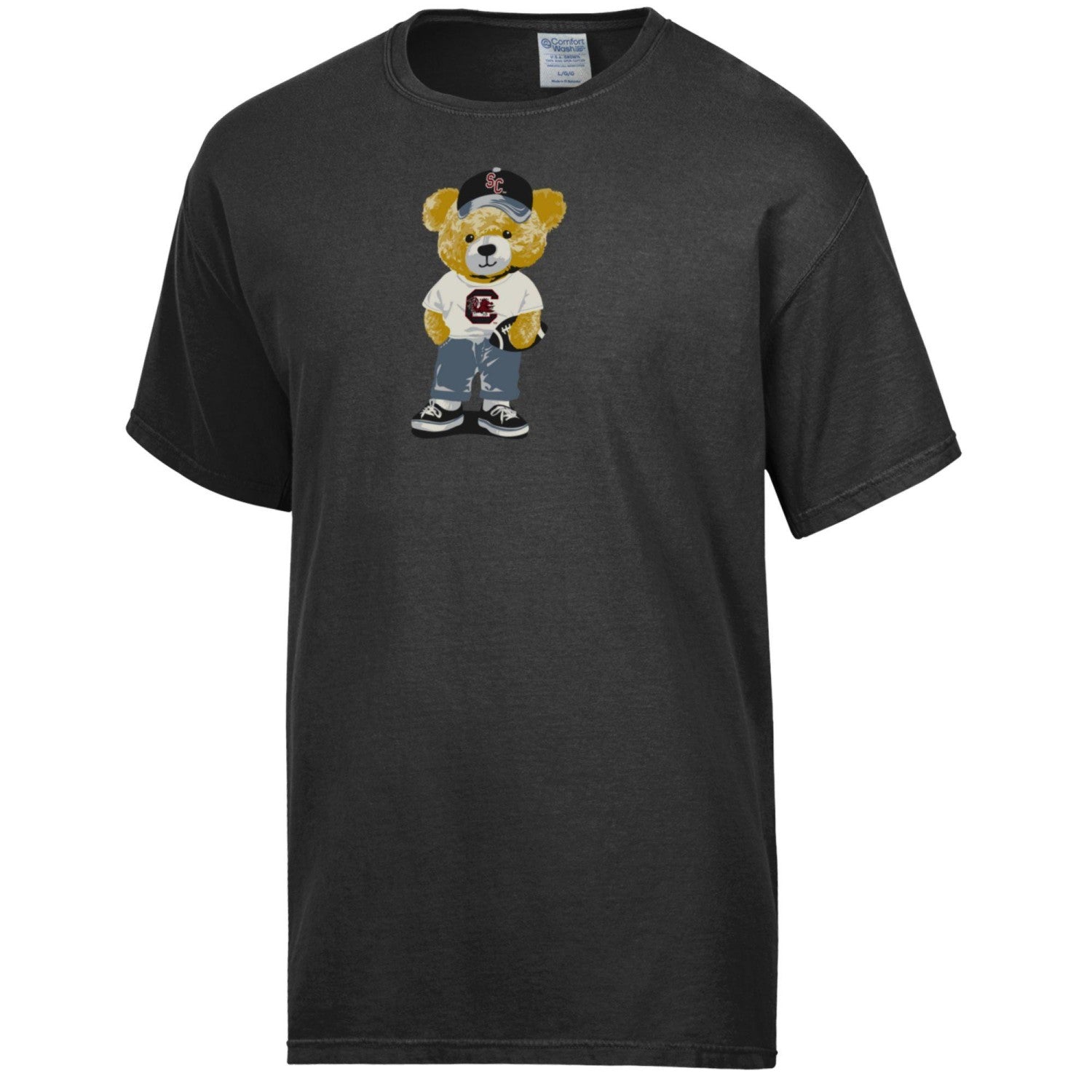 SOUTH CAROLINA GAMECOCKS BLACK FOOTBALL BEAR COMFORT WASH TEE
