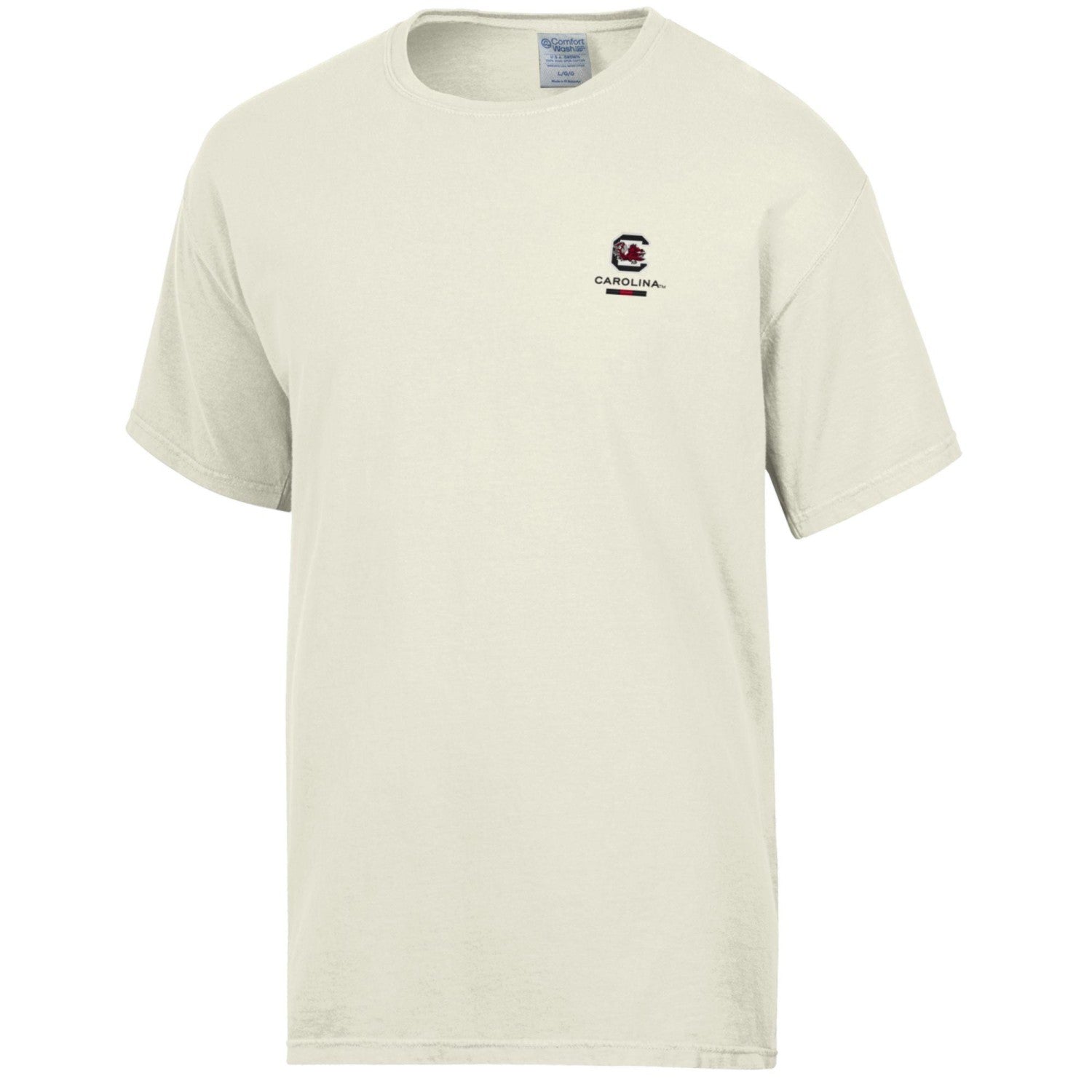 SOUTH CAROLINA GAMECOCKS IVORY EMBROIDERED BLOCK C LEFT CHEST COMFORT WASH TEE
