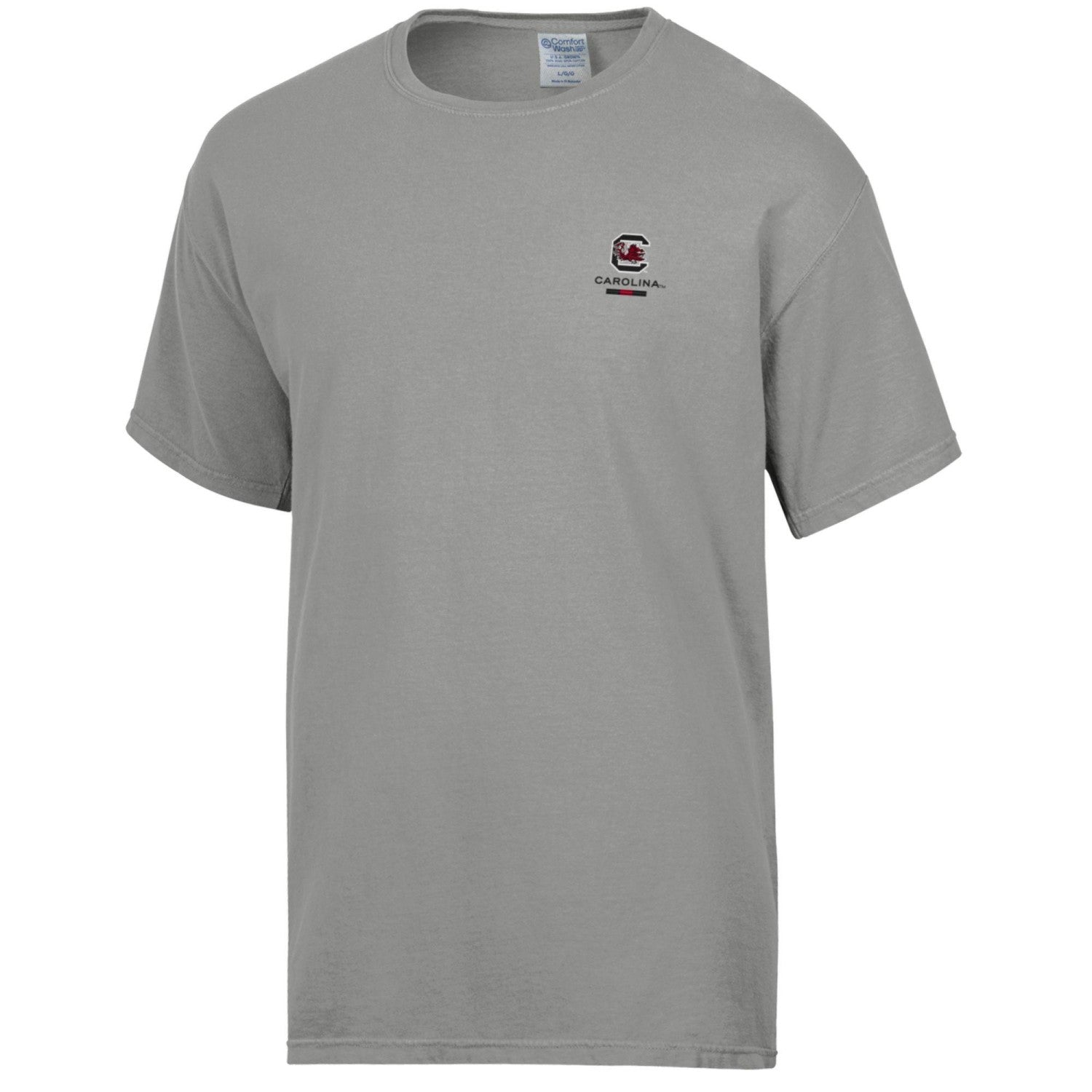 SOUTH CAROLINA GAMECOCKS GRAY EMBROIDERED BLOCK C LEFT CHEST COMFORT WASH TEE