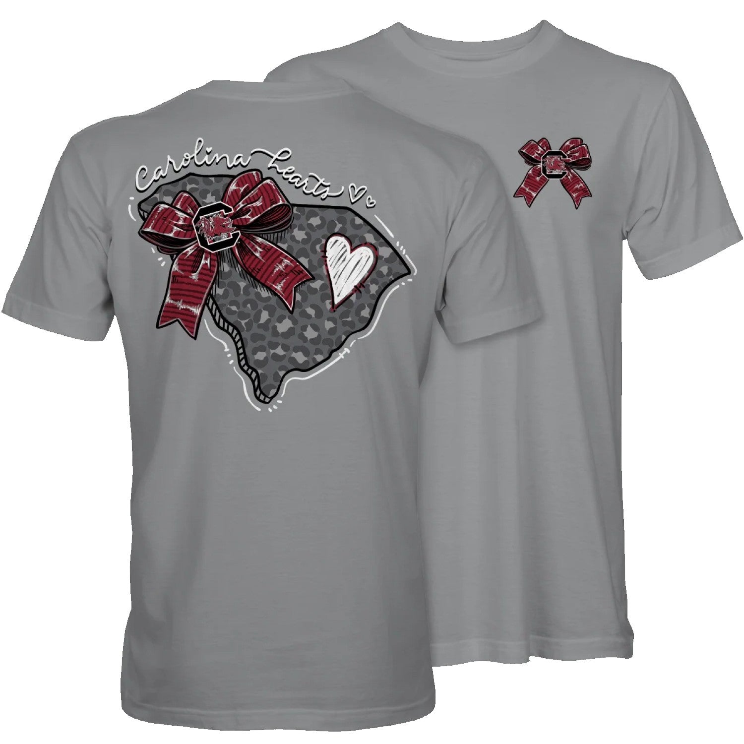 SOUTH CAROLINA GAMECOCKS GRAY CAROLINA HEARTS BOW TEE