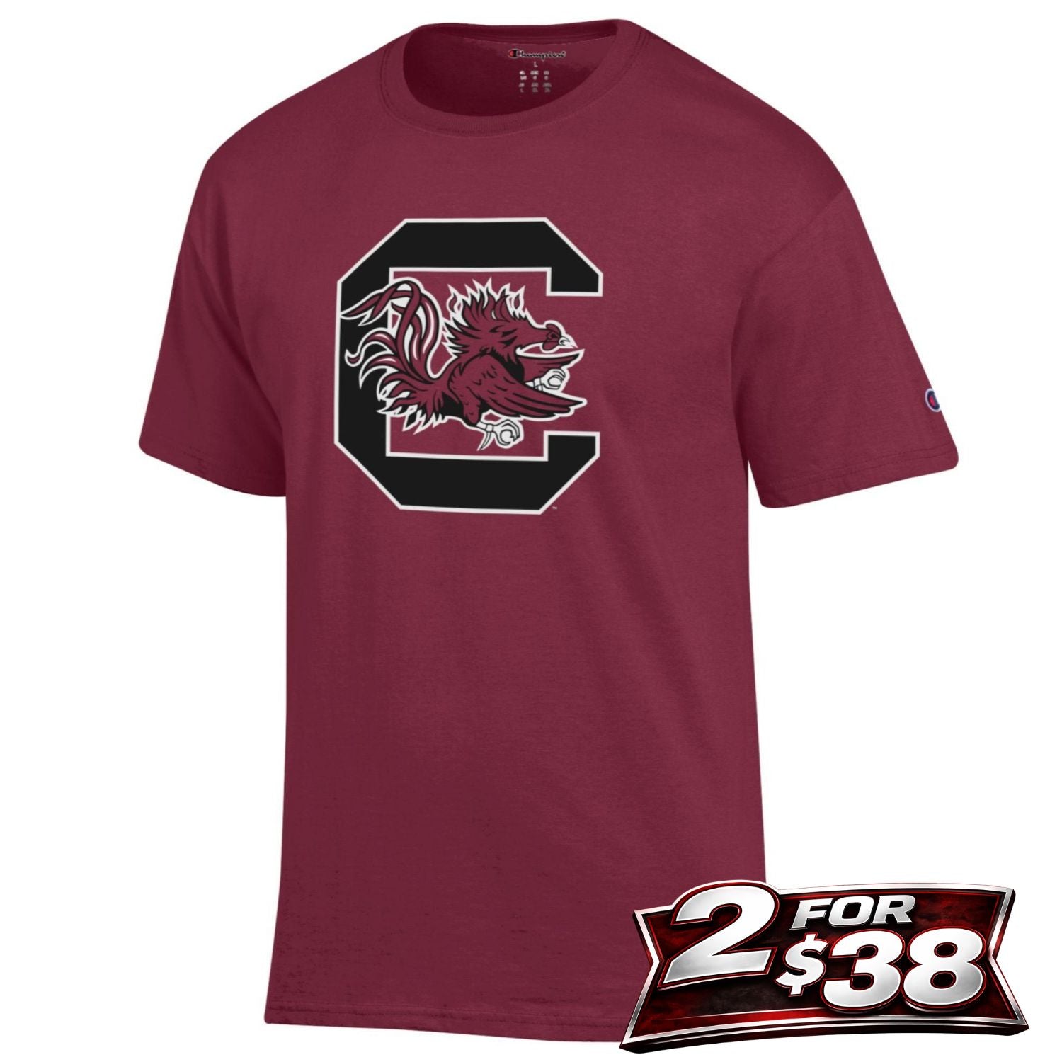 SOUTH CAROLINA GAMECOCKS GARNET BLOCK C TEE