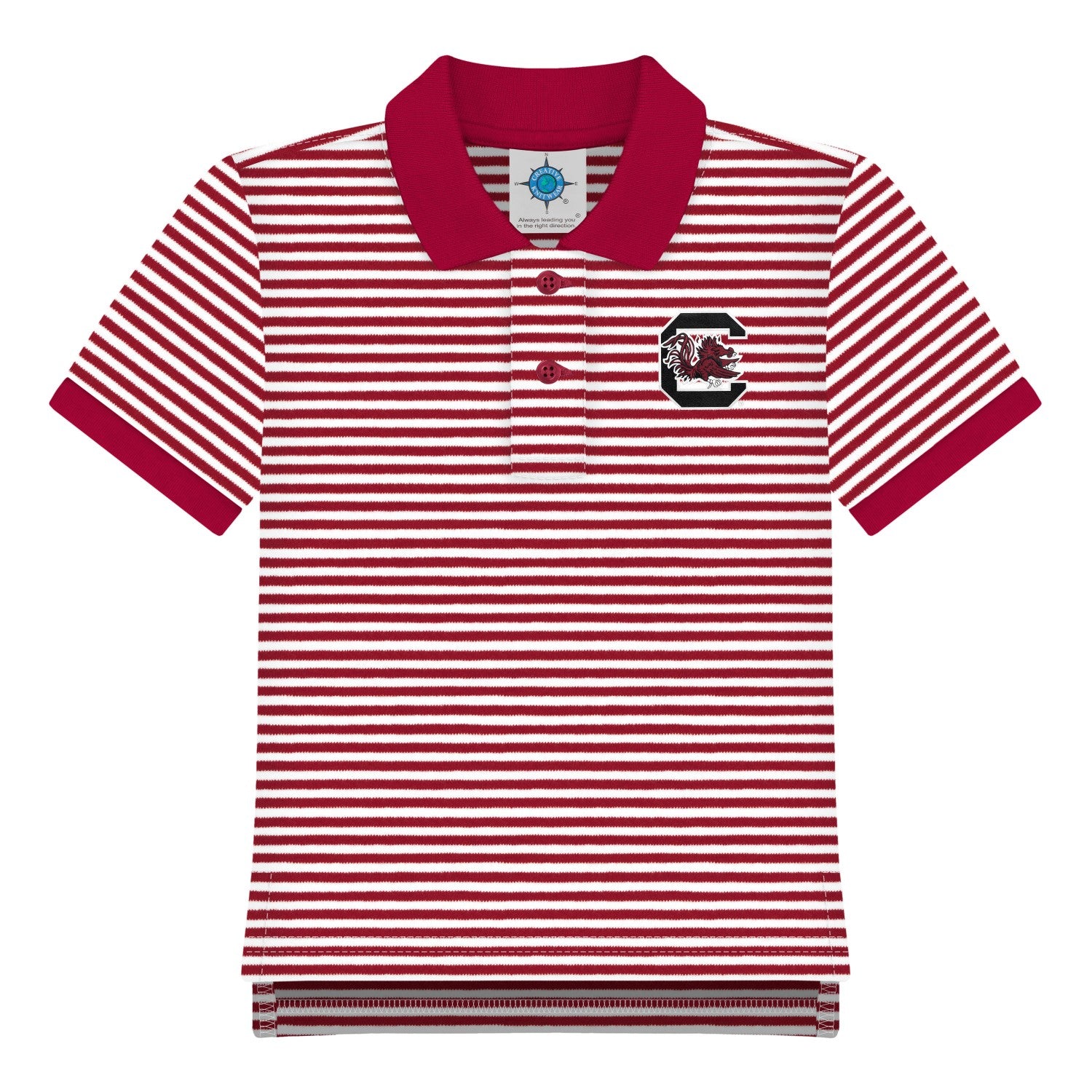 SOUTH CAROLINA GAMECOCKS GARNET AND WHITE STRIPE TODDLER POLO