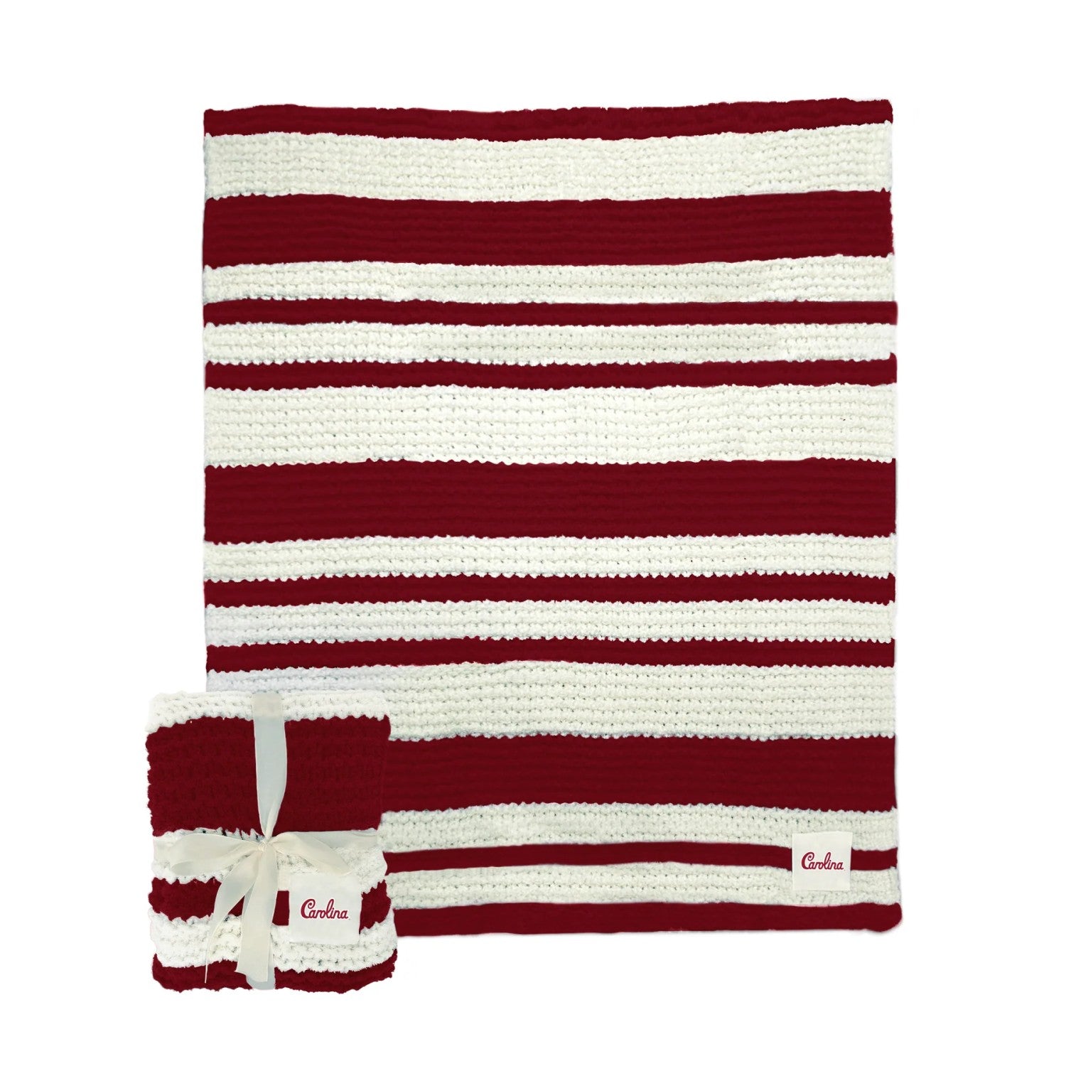 SOUTH CAROLINA GAMECOCKS GARNET AND WHITE CABLE KNIT THROW