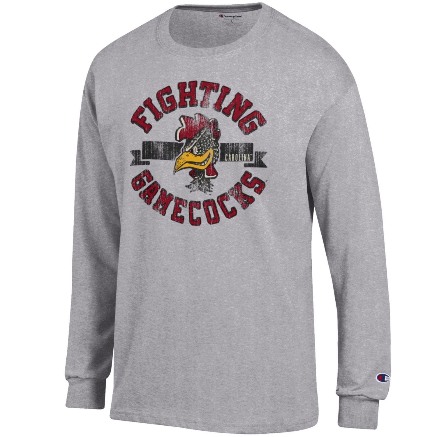 SOUTH CAROLINA GAMECOCKS CHAMPION LIGHT GRAY VAULT ROOSTER LONGSLEEVE TEE