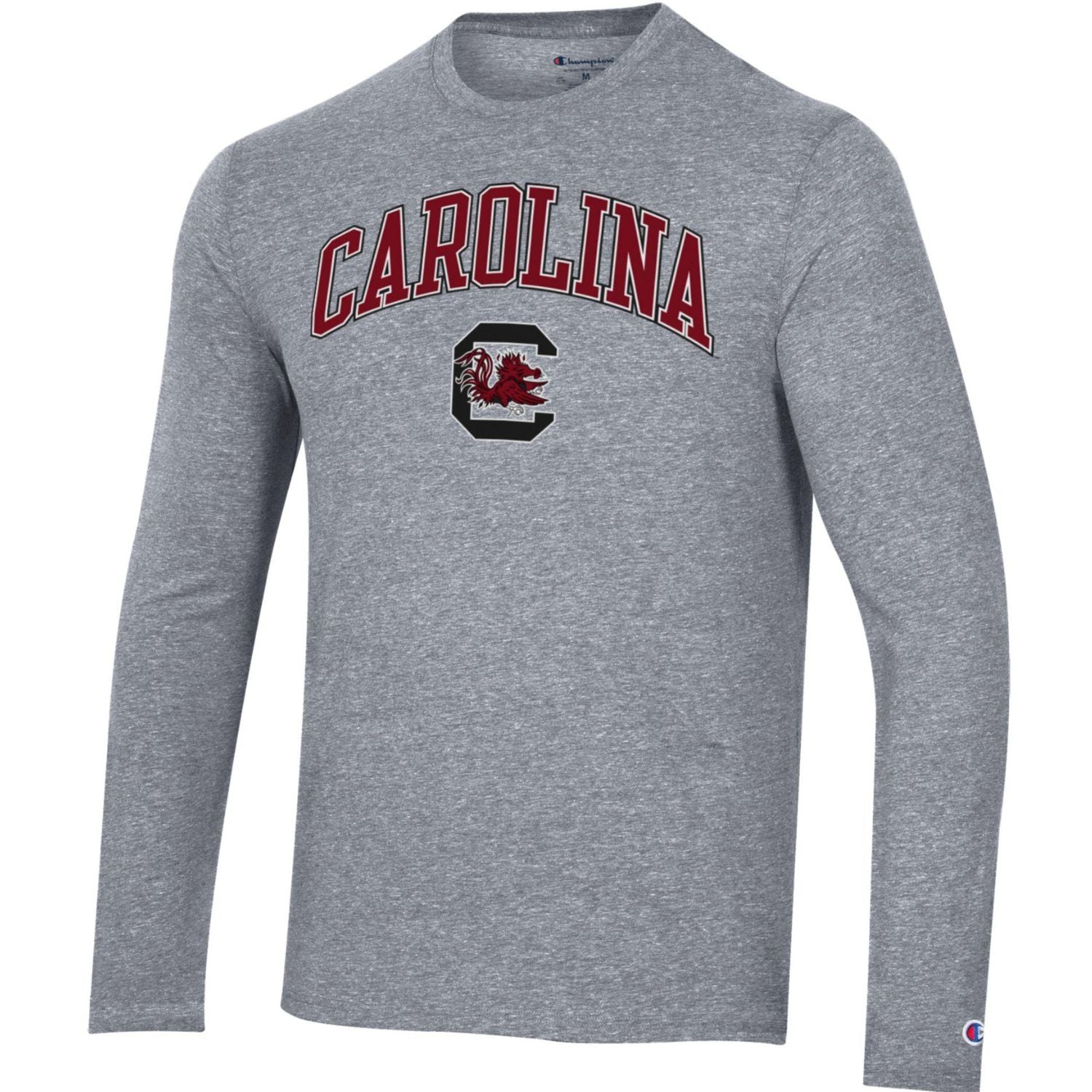 SOUTH CAROLINA GAMECOCKS CHAMPION GRAY ARCH CAROLINA LONGSLEEVE TEE