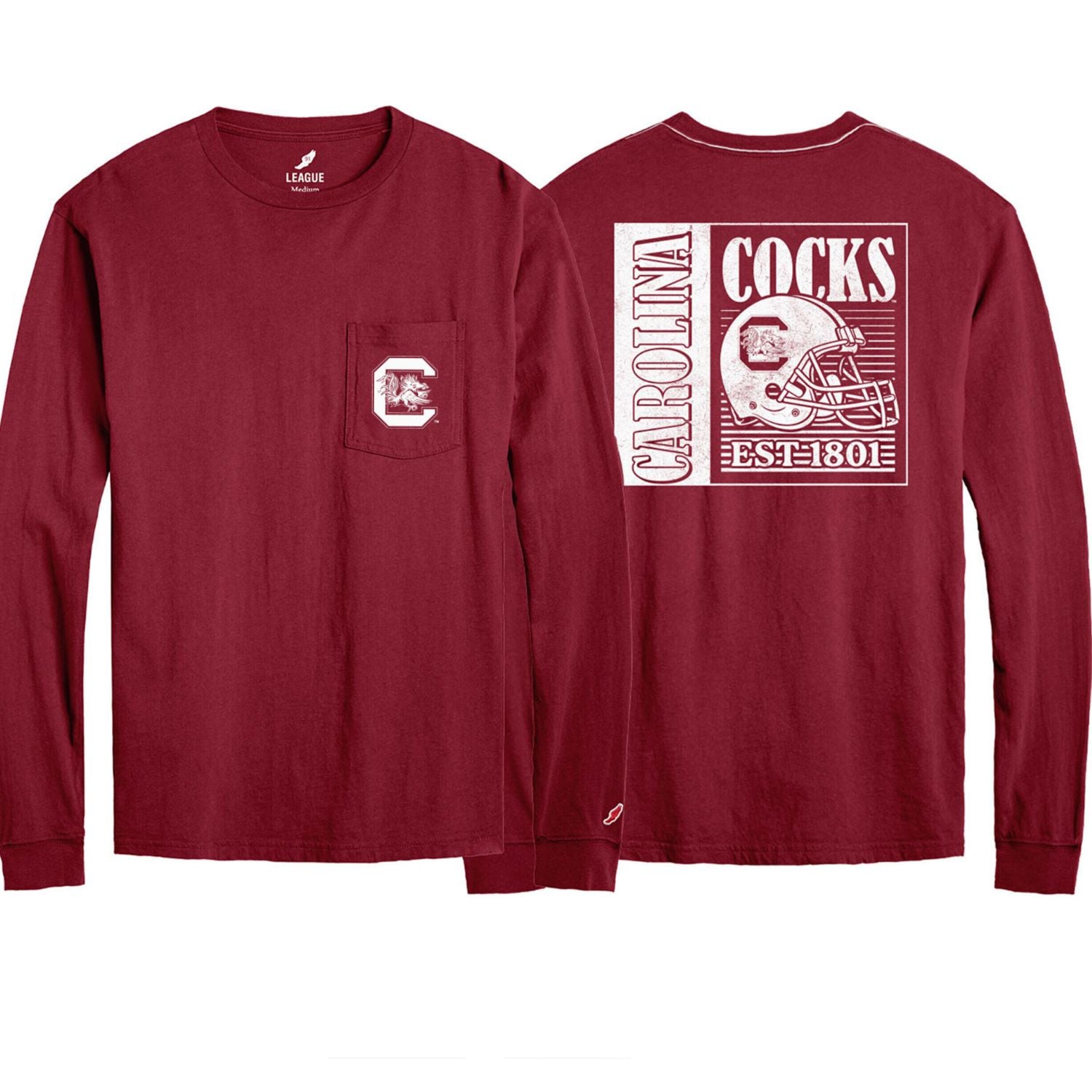 SOUTH CAROLINA GAMECOCKS GARNET HELMET LONGSLEEVE TEE