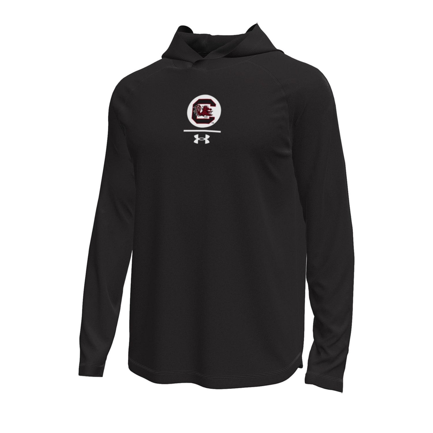 SOUTH CAROLINA GAMECOCKS BLACK BLOCK C IN CIRCLE HOODED LONG SLEEVE TEE