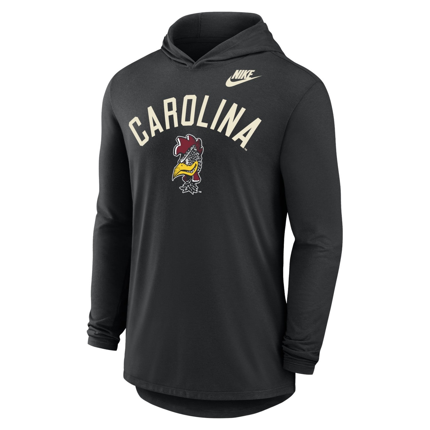 SOUTH CAROLINA GAMECOCKS BLACK ARCH CAROLINA VAULT NIKE DRIFIT COTTON HOODED TEE