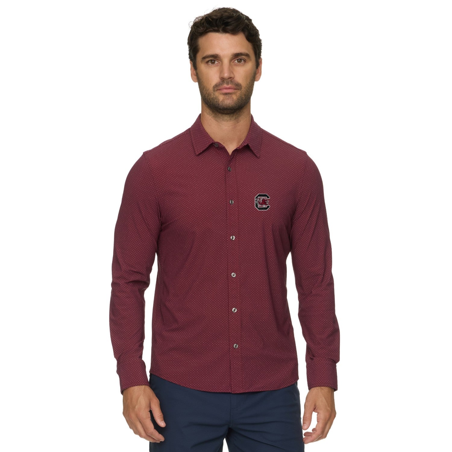 SOUTH CAROLINA GAMECOCKS GARNET BLOCK C LONG SLEEVE BUTTON DOWN