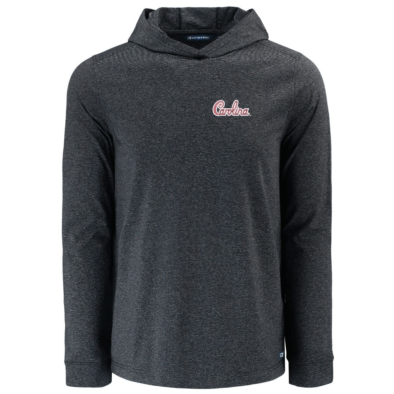 SOUTH CAROLINA GAMECOCKS HEATHER BLACK KNIT STRIPE HOODED PULLOVER