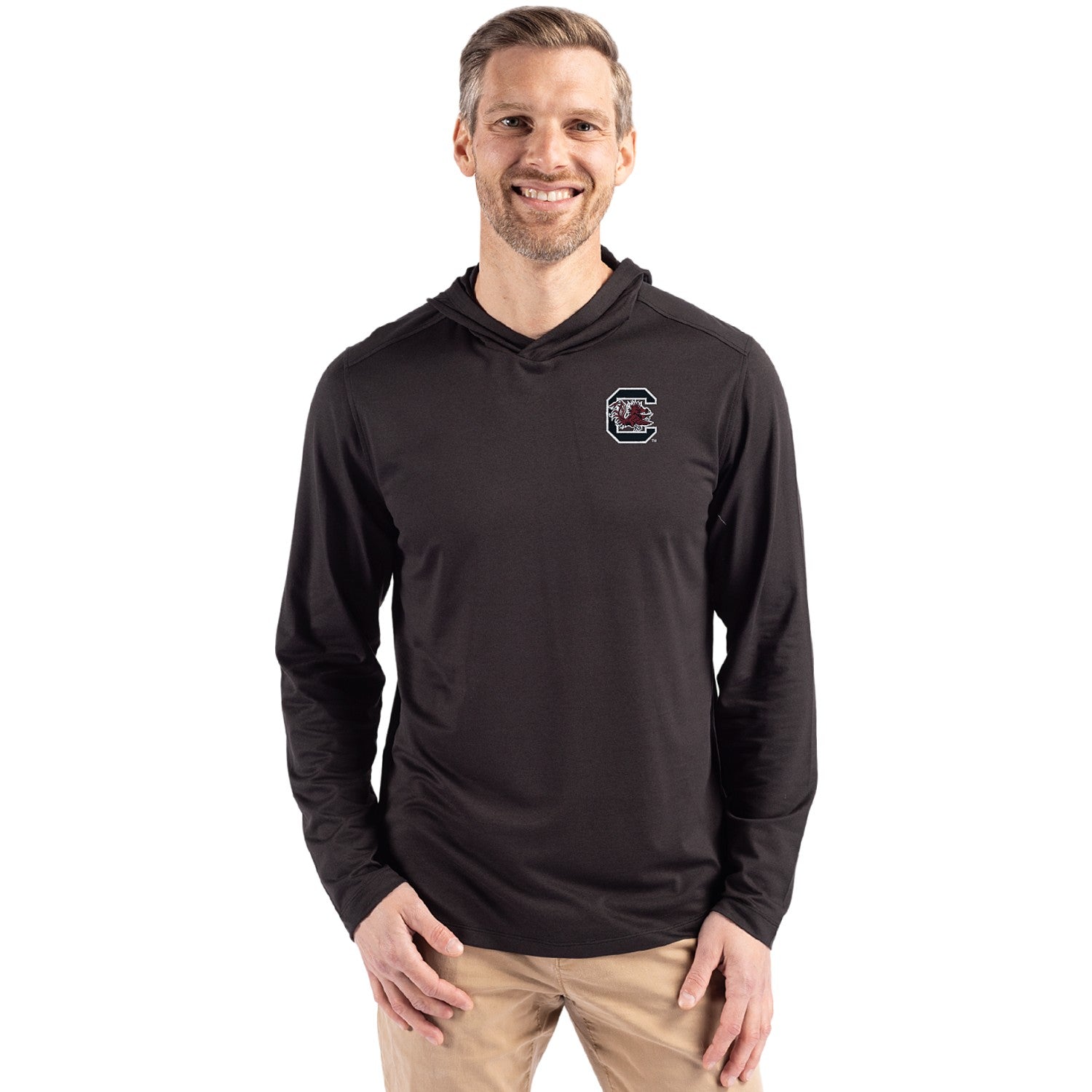 SOUTH CAROLINA GAMECOCKS BLACK COASTLINE HOODED LONG SLEEVE TEE