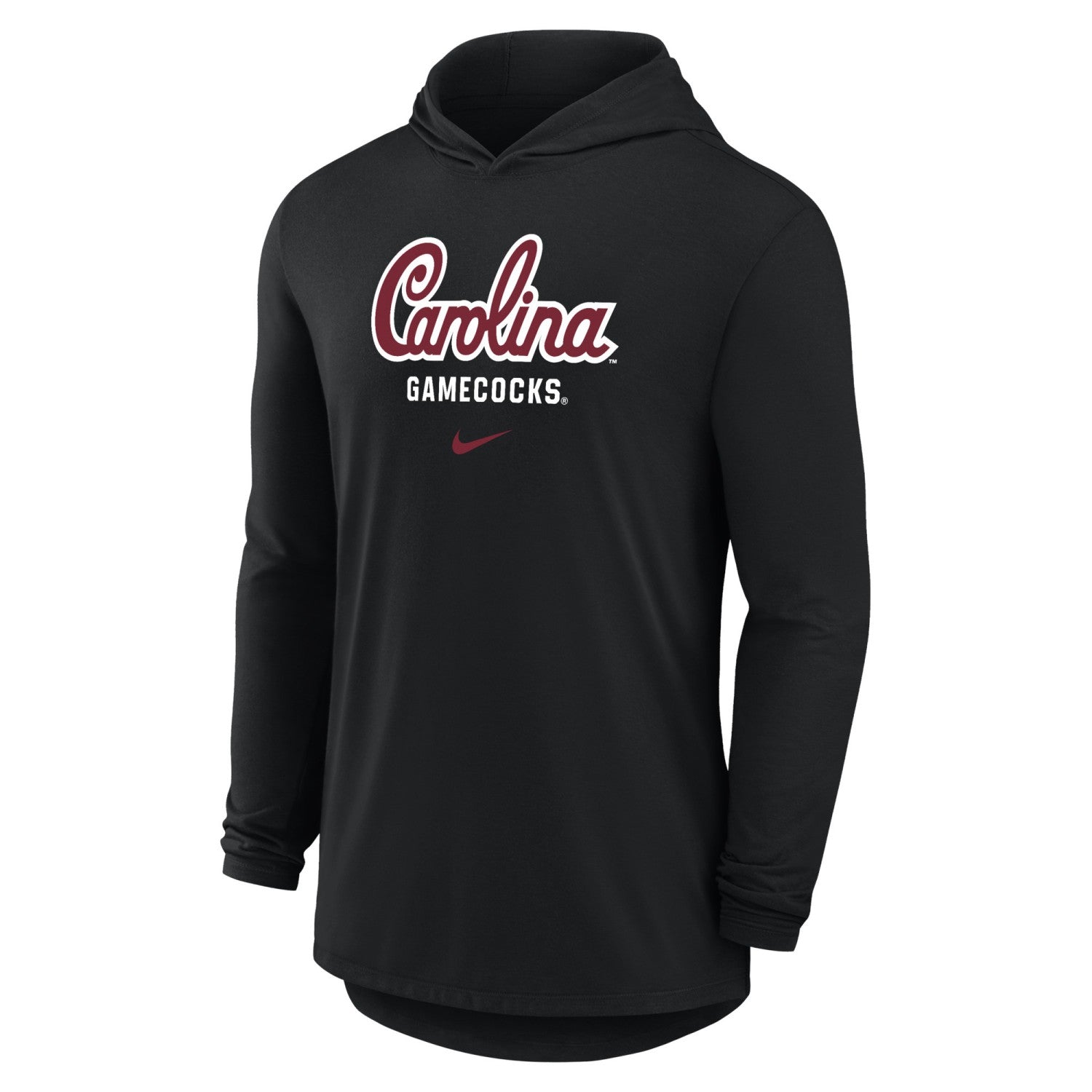 SOUTH CAROLINA GAMECOCKS BLACK SCRIPT CAROLINA NIKE LONG SLEEVE HOODED TEE