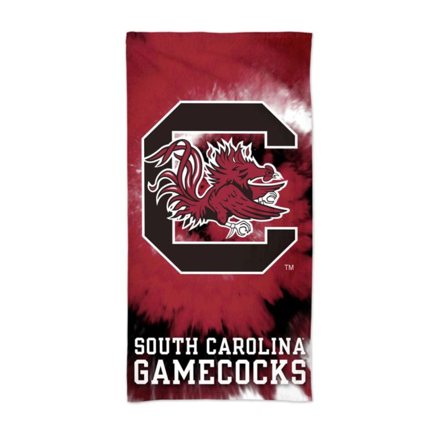 SOUTH CAROLINA GAMECOCKS GARNET TIE DYE BEACH TOWEL