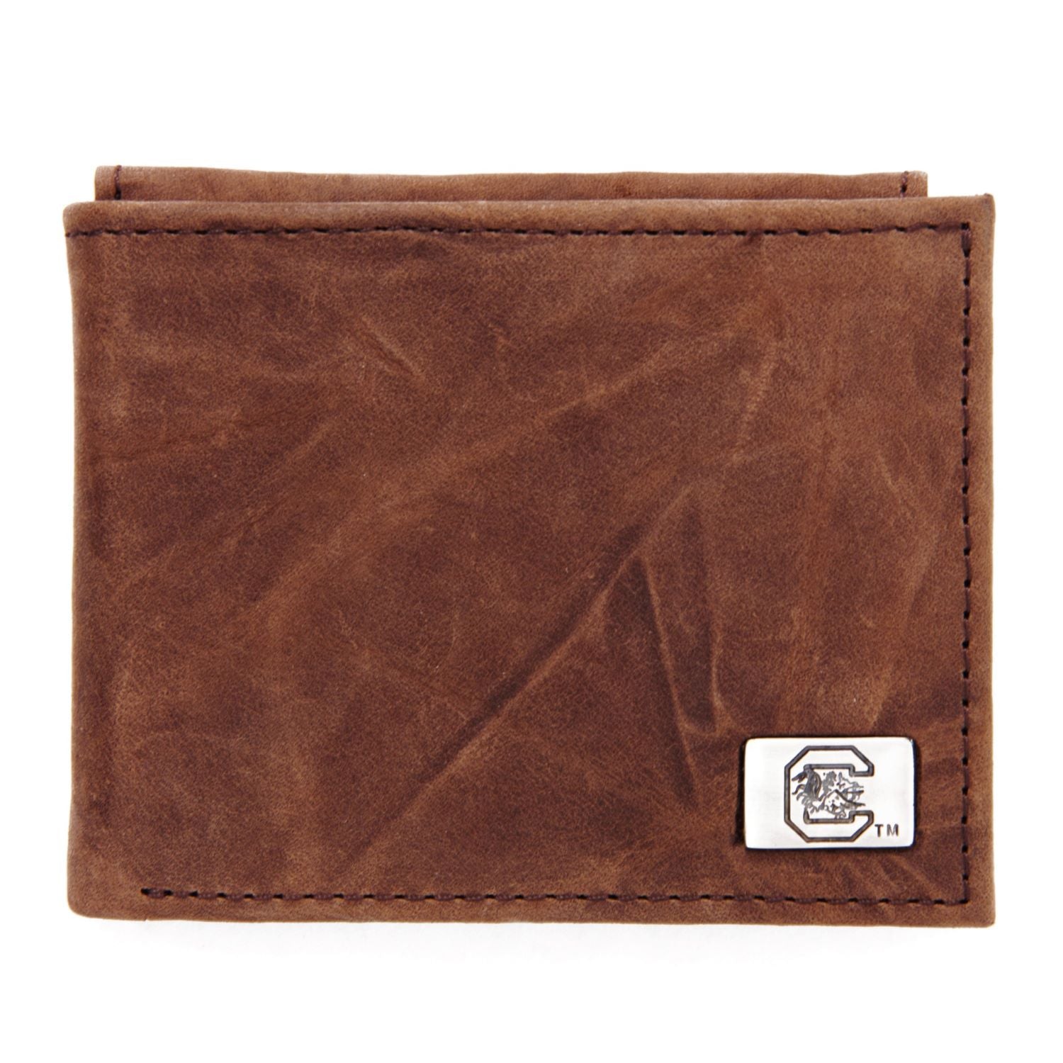 UNIVERSITY OF SOUTH CAROLINA BROWN LEATHER BI-FOLD WALLET