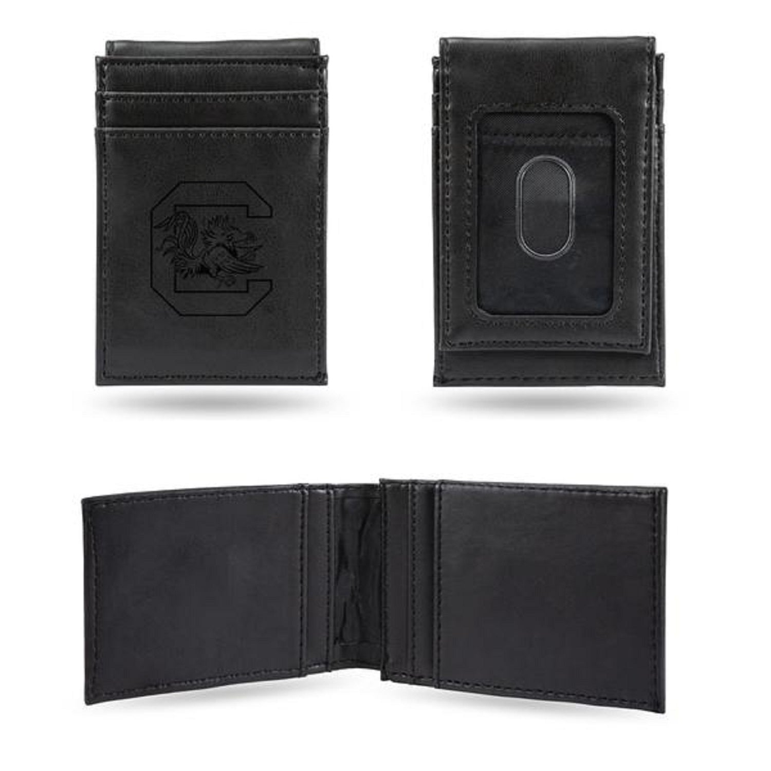 SOUTH CAROLINA BLACK BLOCK C ENGRAVED FRONT POCKET WALLET