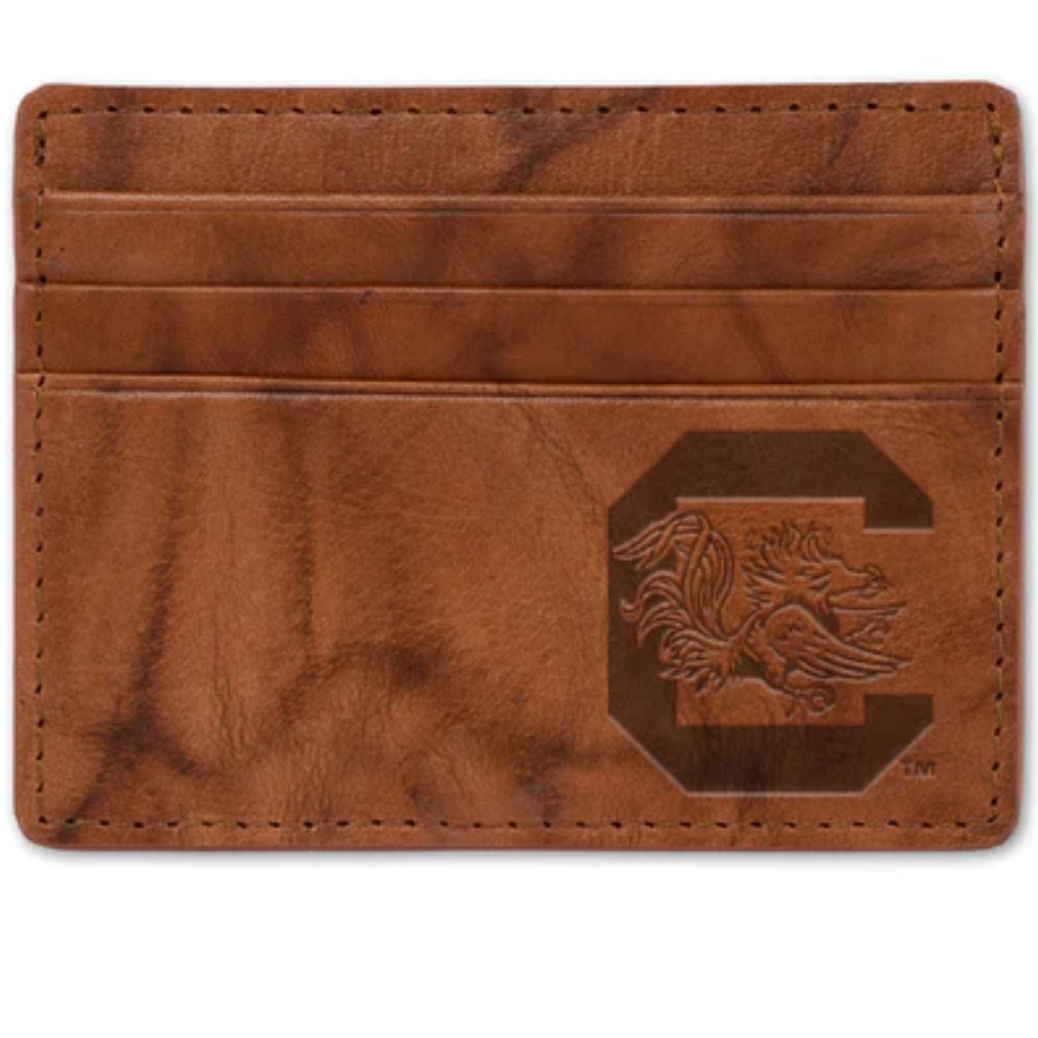 SOUTH CAROLINA GAMECOCKS BROWN BLOCK C CREDIT CARD WALLET