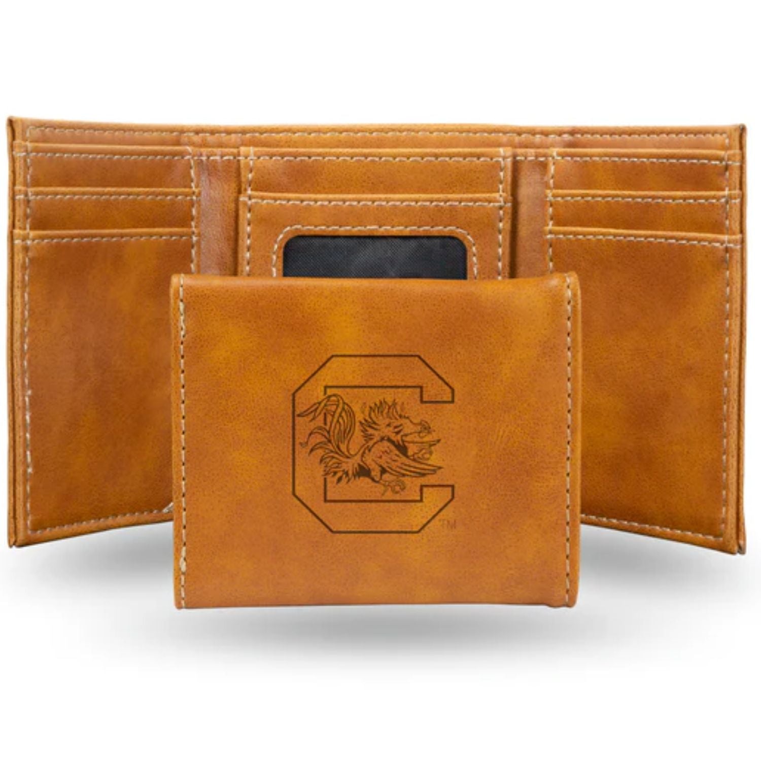 SOUTH CAROLINA GAMECOCKS BROWN BLOCK C TRIFOLD WALLET