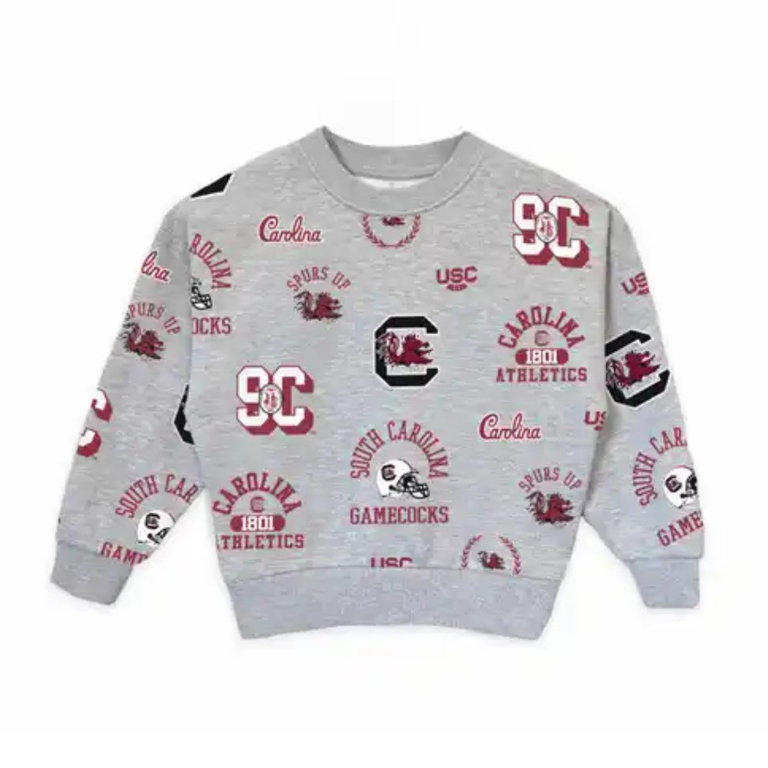 SOUTH CAROLINA GAMECOCKS GRAY YOUTH ALLOVER CREW
