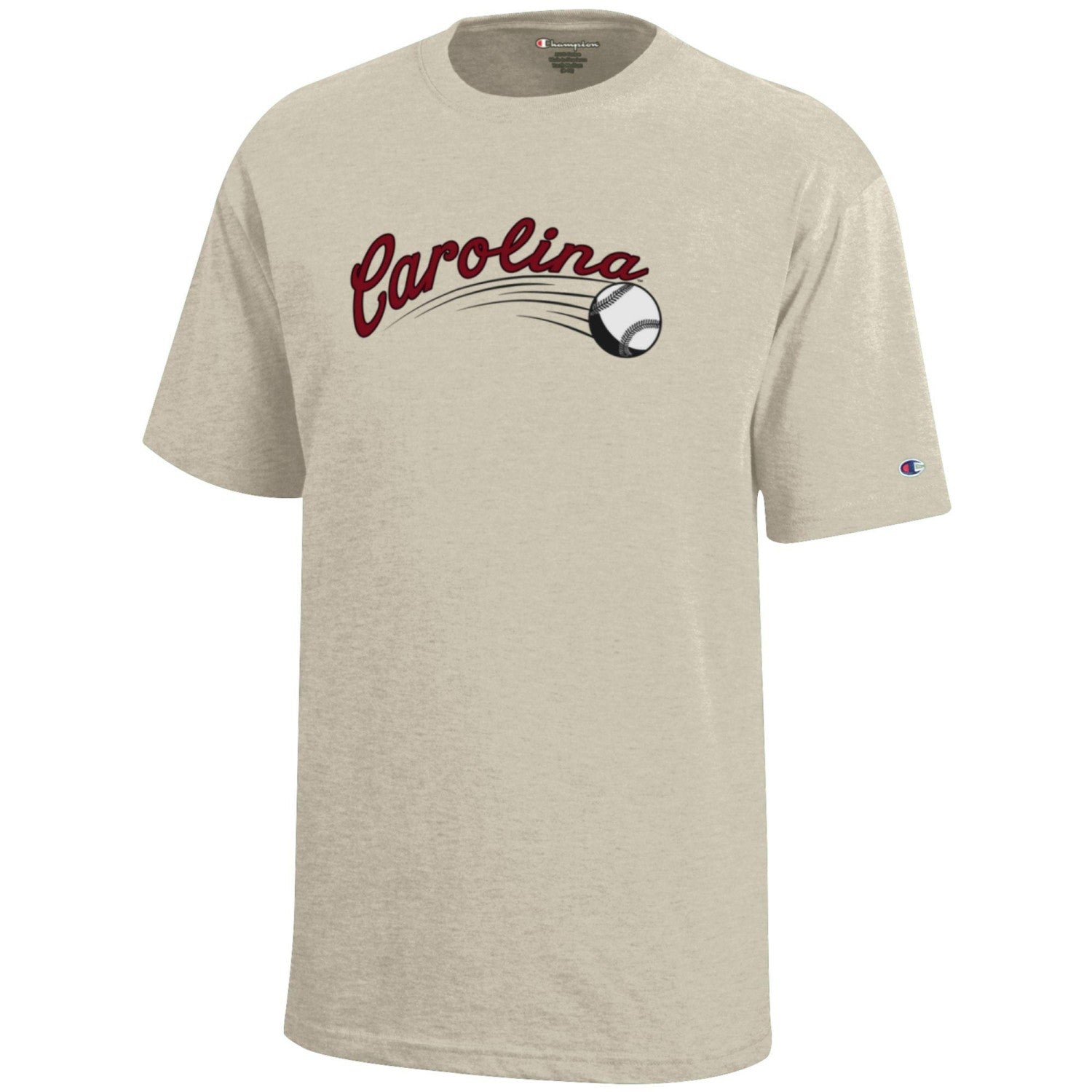 SOUTH CAROLINA GAMECOCKS OATMEAL CURSIVE CAROLINA WITH BASEBALL YOUTH TEE