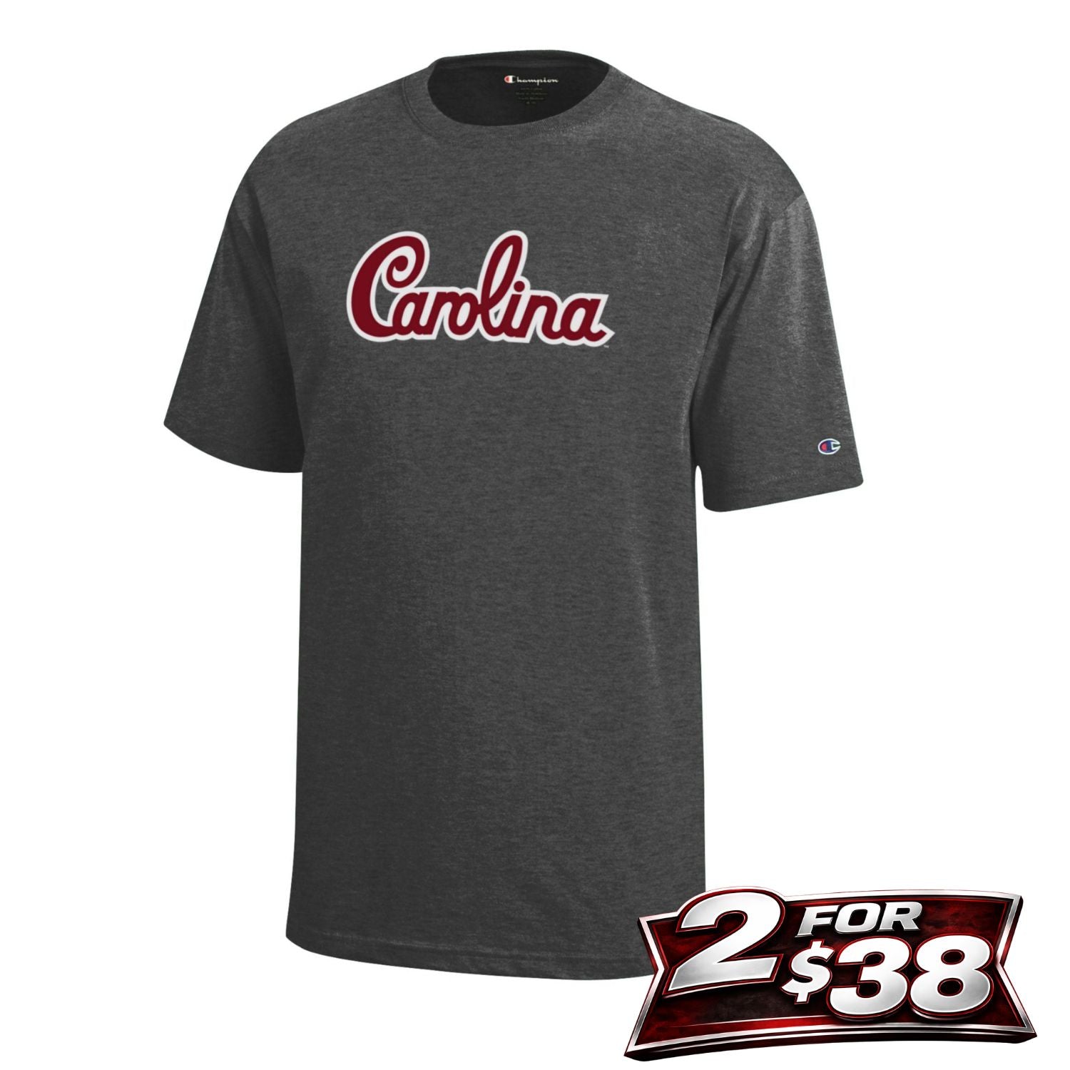 SOUTH CAROLINA GAMECOCKS GRAY SCRIPT CAROLINA YOUTH TEE