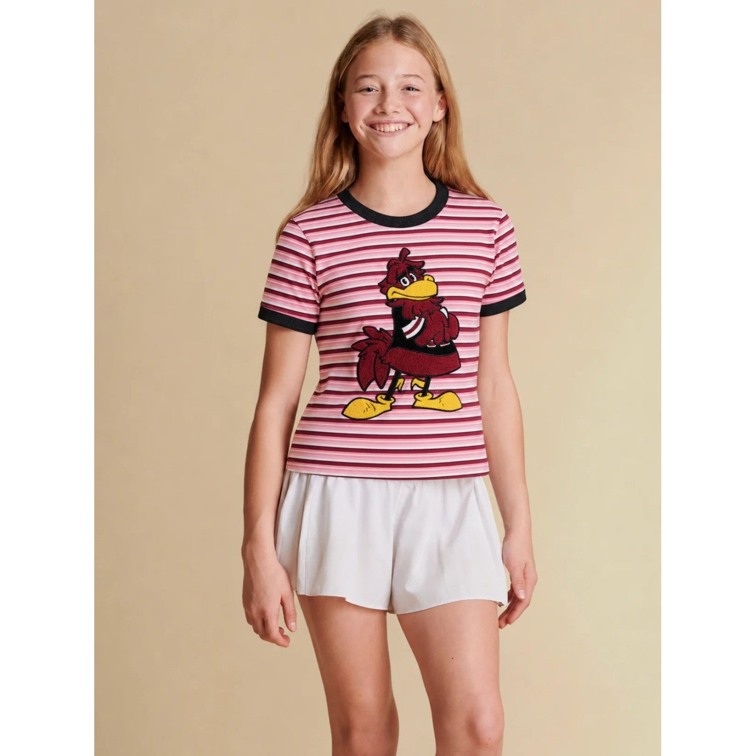 SOUTH CAROLINA GAMECOCKS GIRLS WEEKEND STRIPE COCKY YOUTH TEE